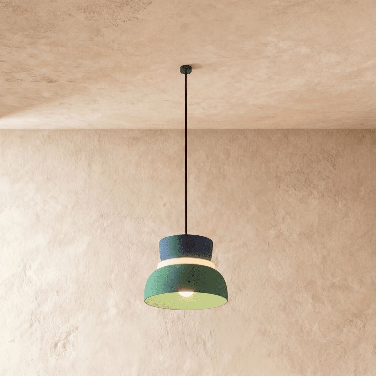 Modern Aluminium Pendant Light With Dome Acrylic Shade
