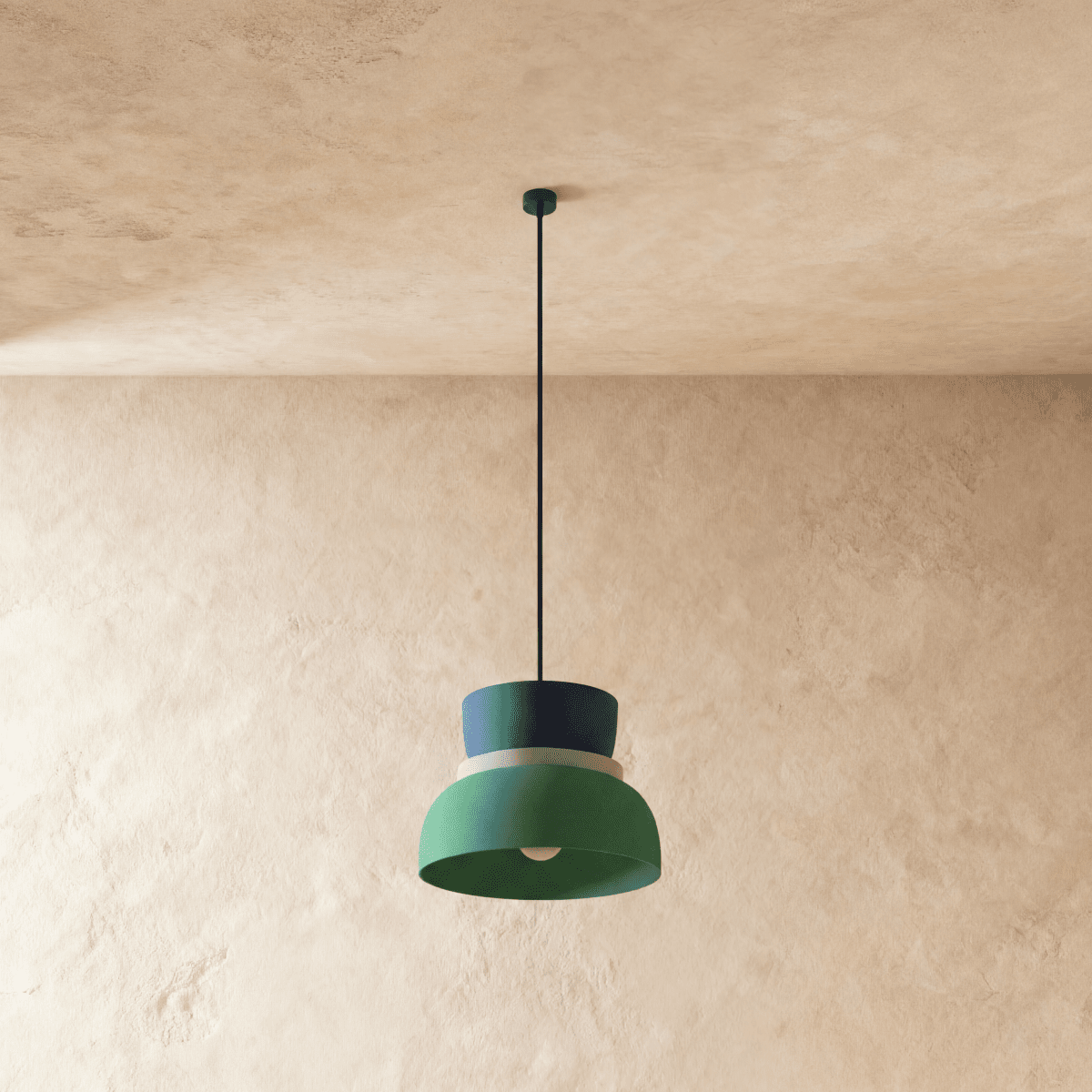 Modern Aluminium Pendant Light With Dome Acrylic Shade