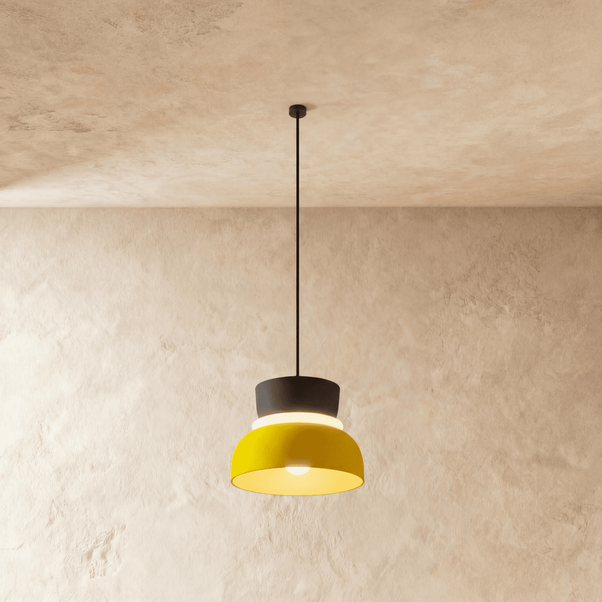 Modern Aluminium Pendant Light With Dome Acrylic Shade
