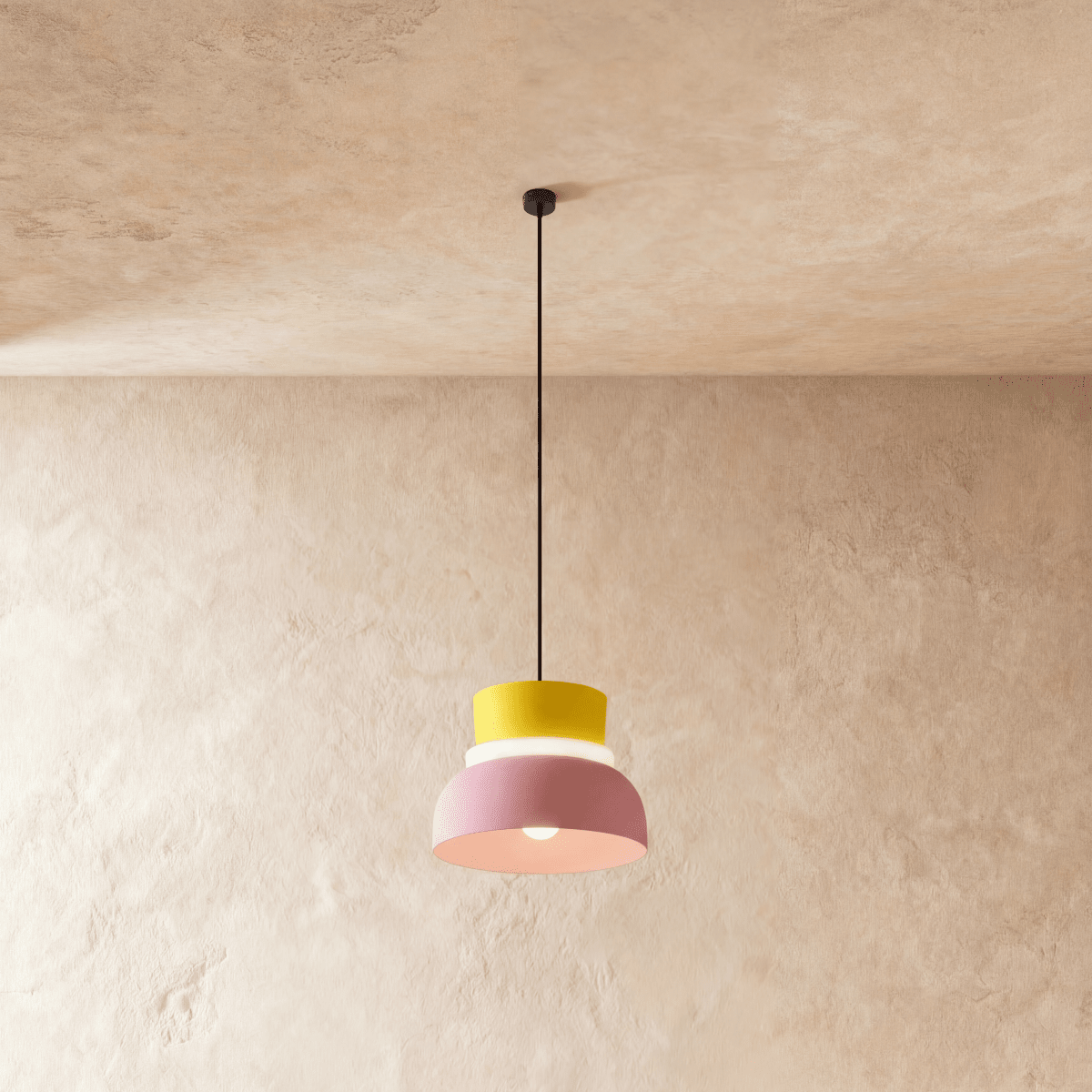 Modern Aluminium Pendant Light With Dome Acrylic Shade