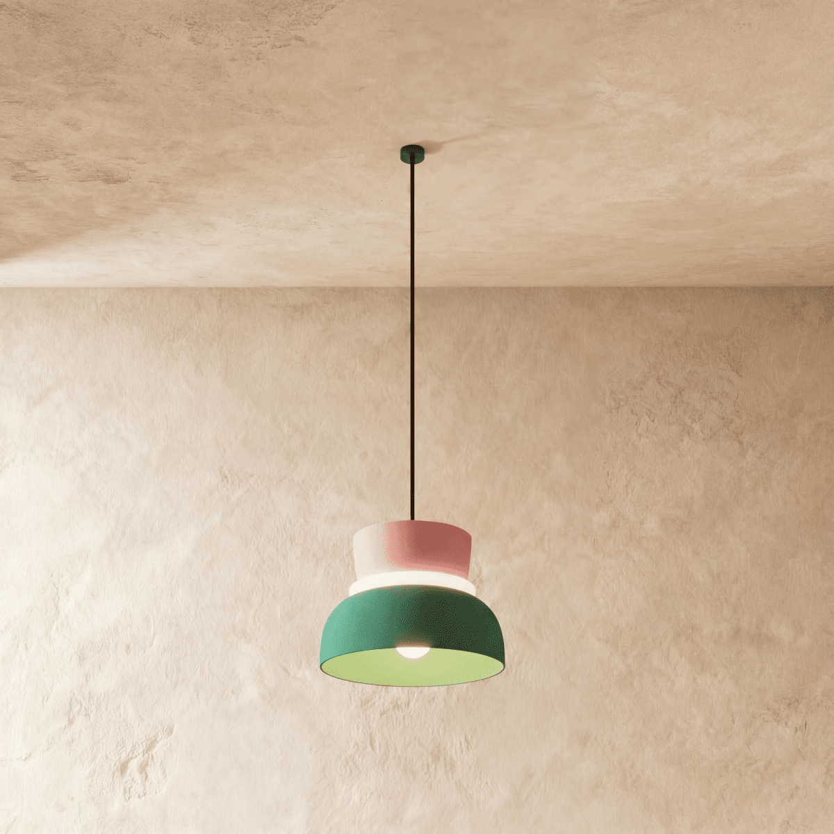 Modern Aluminium Pendant Light With Dome Acrylic Shade