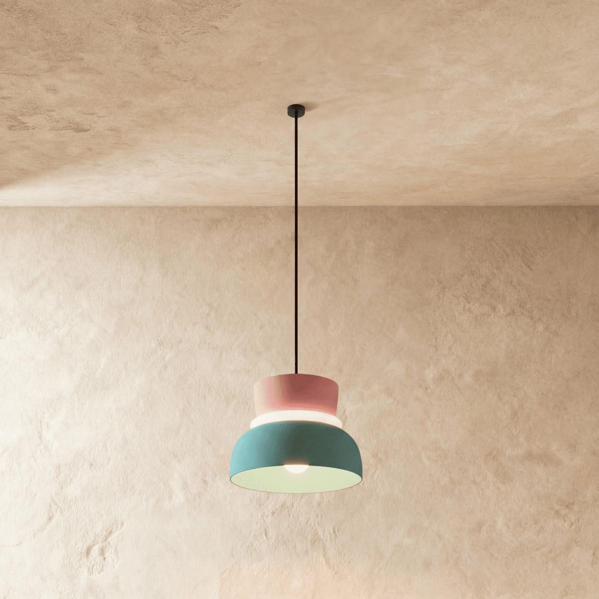 Modern Aluminium Pendant Light With Dome Acrylic Shade