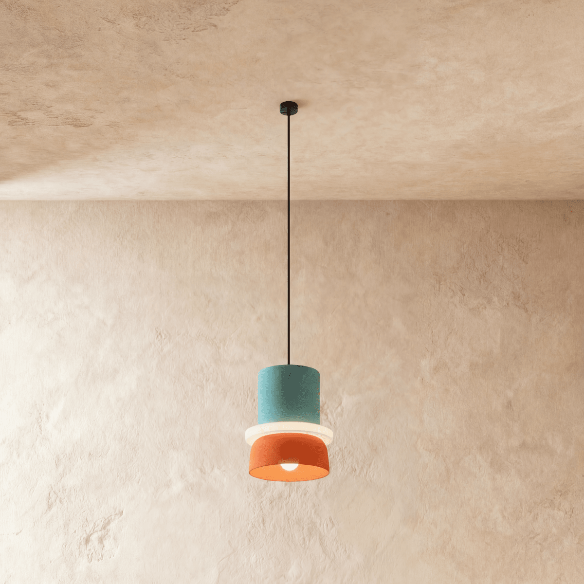 Modern Aluminium Pendant Light With Dome Acrylic Shade