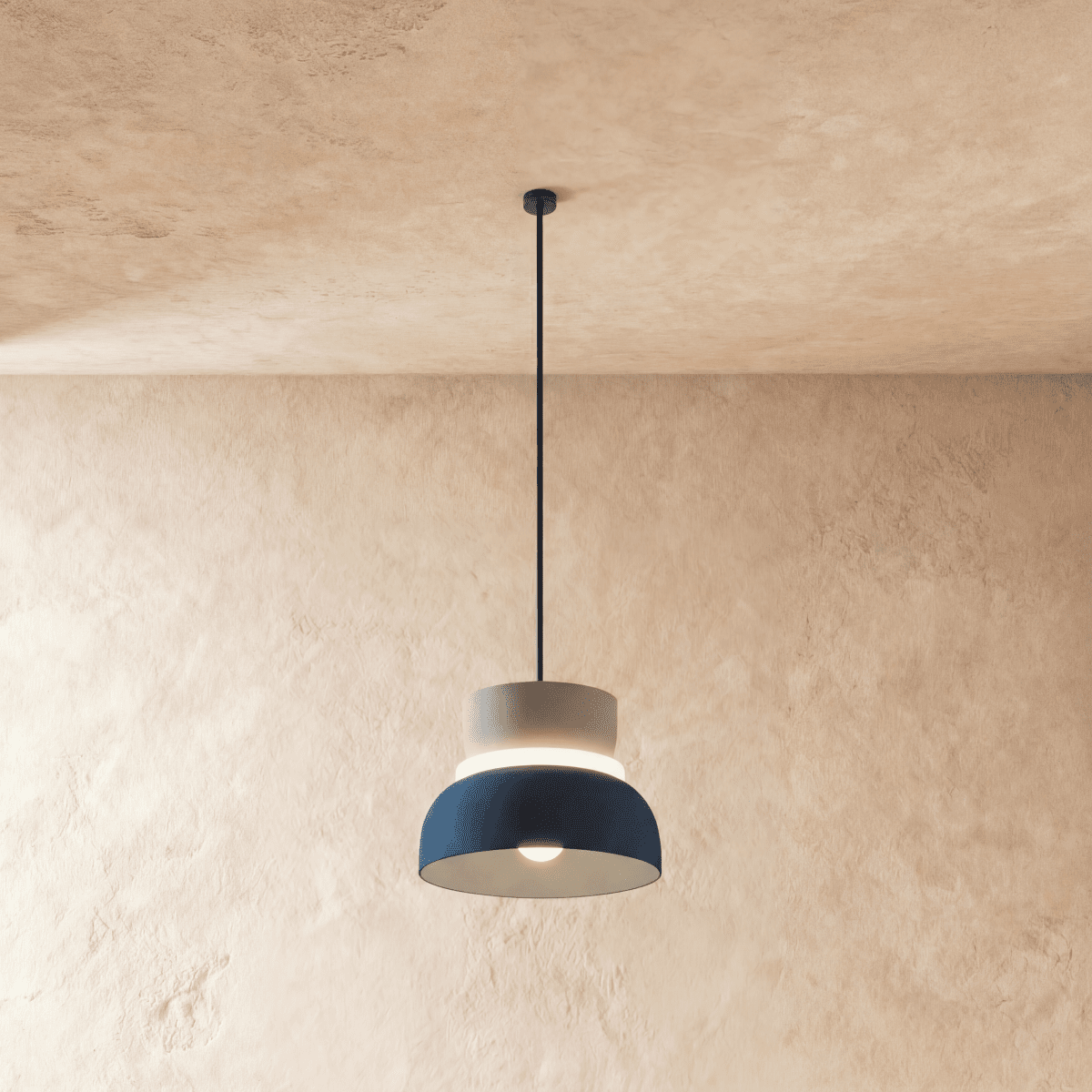 Modern Aluminium Pendant Light With Dome Acrylic Shade