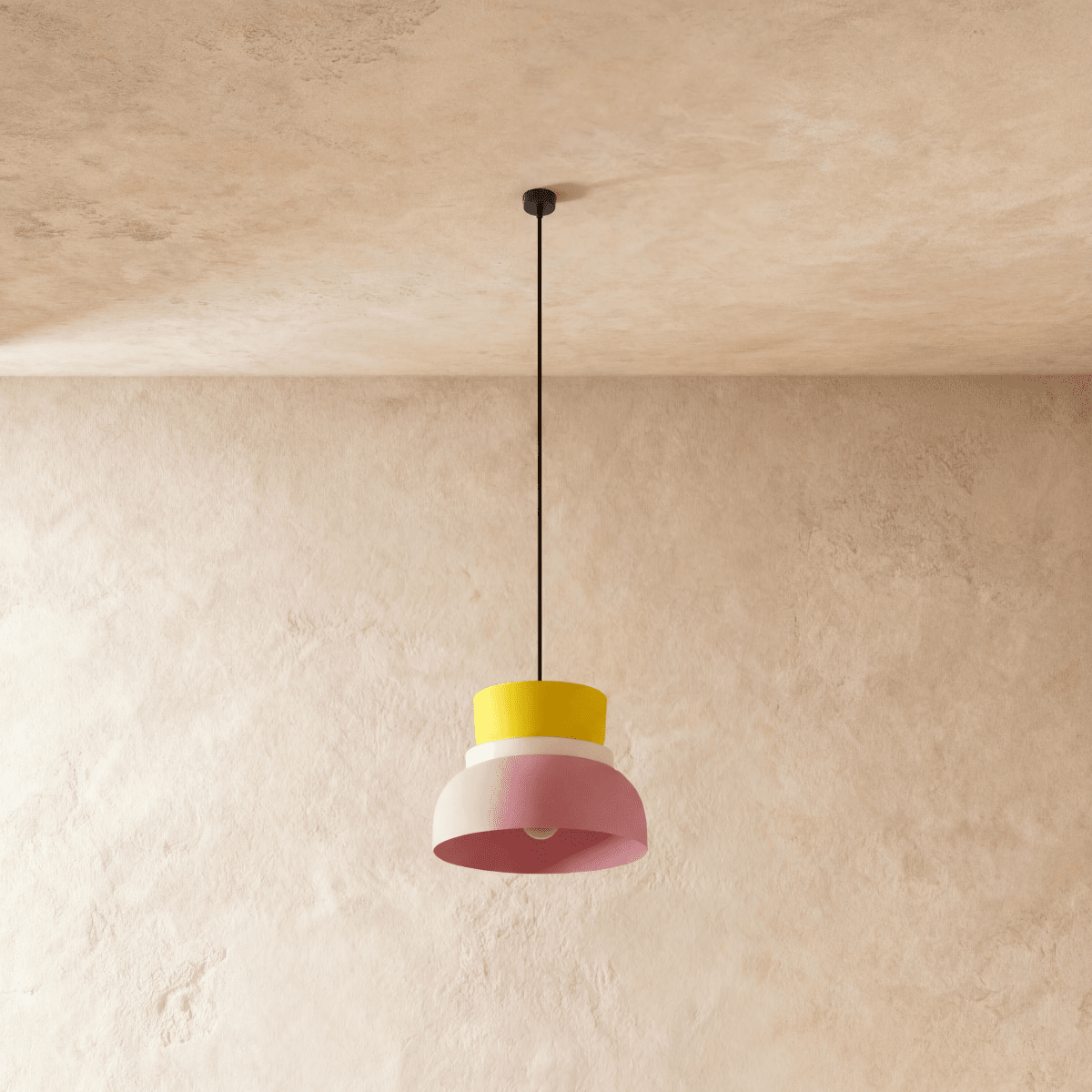 Modern Aluminium Pendant Light With Dome Acrylic Shade