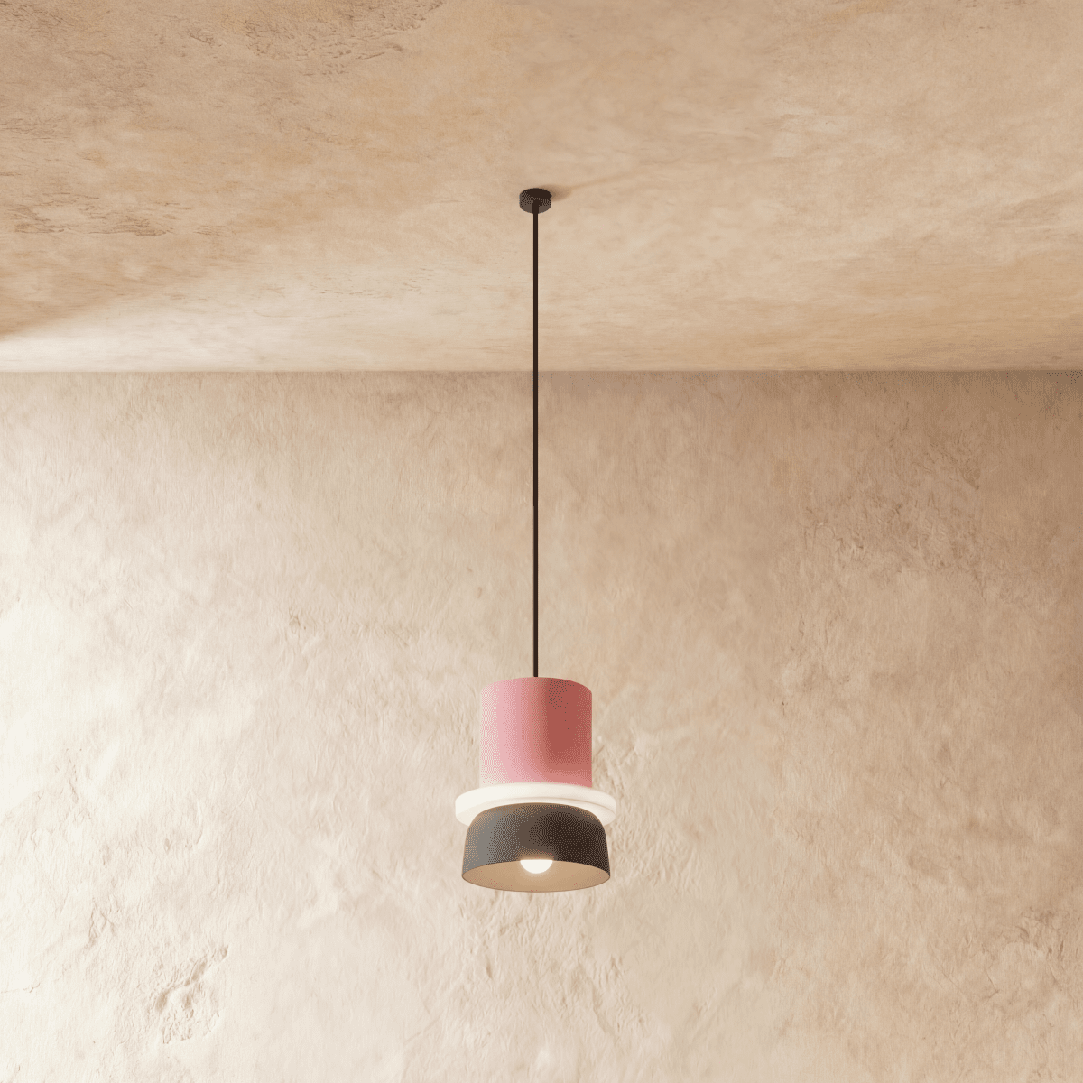 Modern Aluminium Pendant Light With Dome Acrylic Shade