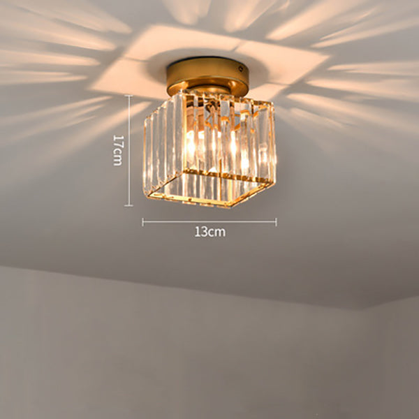 1-Light Flush Mount K9 Crystal Glass Hallway Ceiling Light