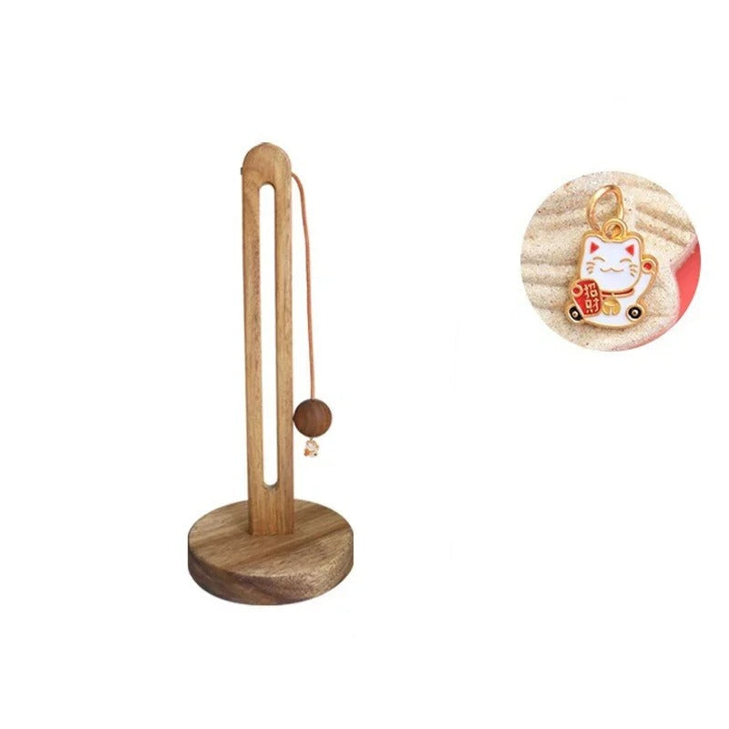 Paper Roll Holder Freestanding Natural Finish with Anti Slip Base