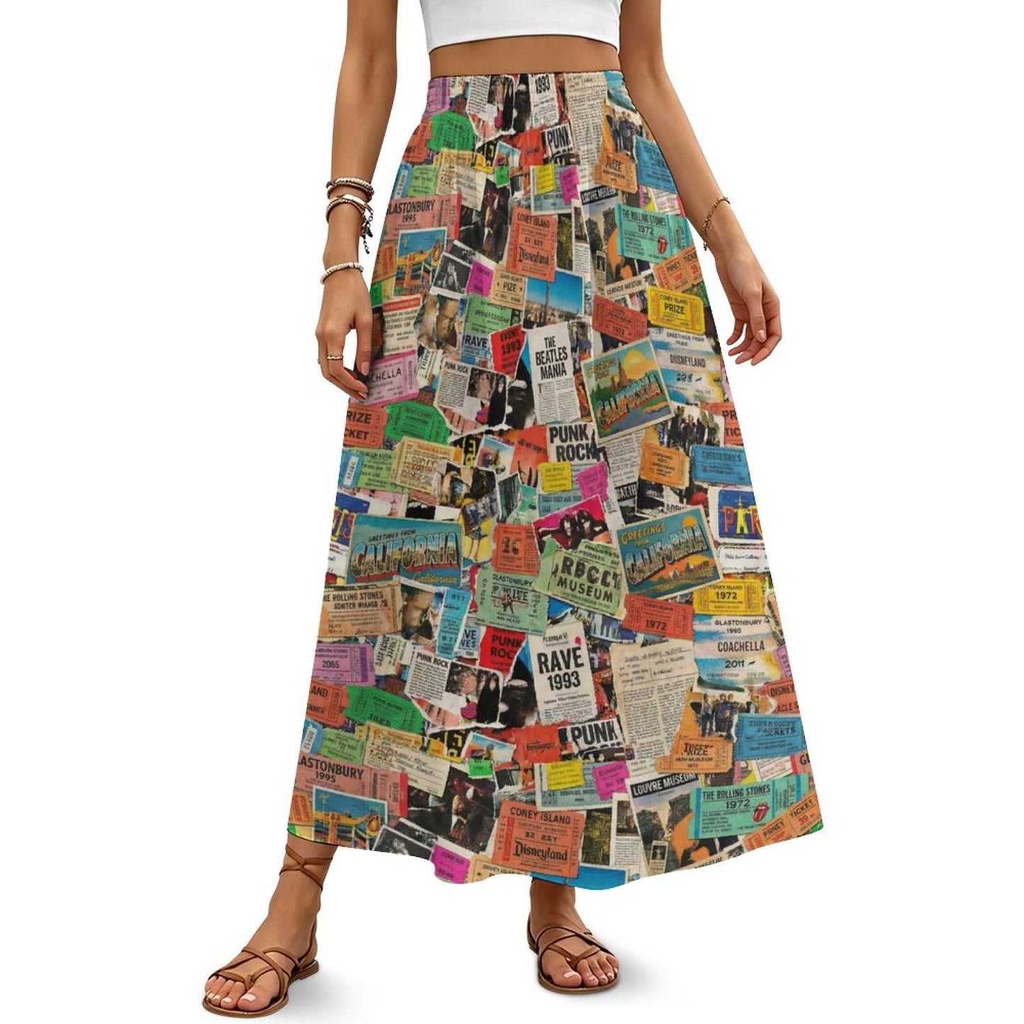 Maximalist AOP High-Waist Midi Dress | 180gsm Milk-Fiber Stretch with Flared Hem — Bold Statement Dress for Gallery Openings, Rooftops