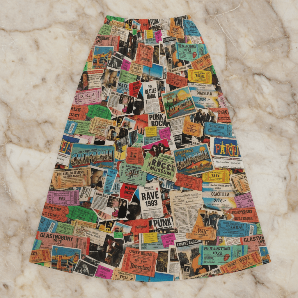 Maximalist AOP High-Waist Midi Dress | 180gsm Milk-Fiber Stretch with Flared Hem — Bold Statement Dress for Gallery Openings, Rooftops