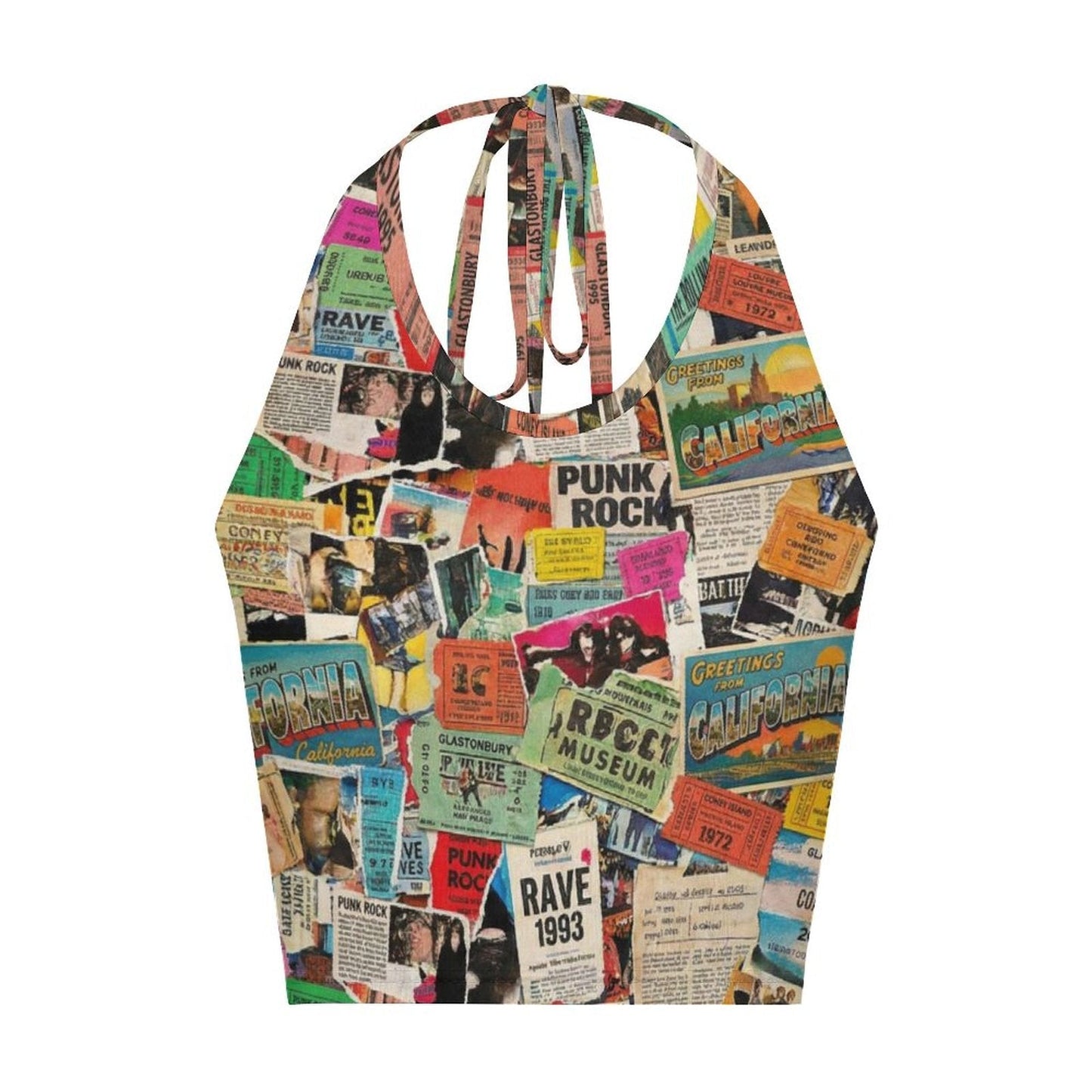 Maximalist AOP Women's Halter Tie Vest | 180gsm Milk-Silk Adjustable Crop Top — Bold Print Festival, Beach & Rooftop Statement Top (S–3XL)