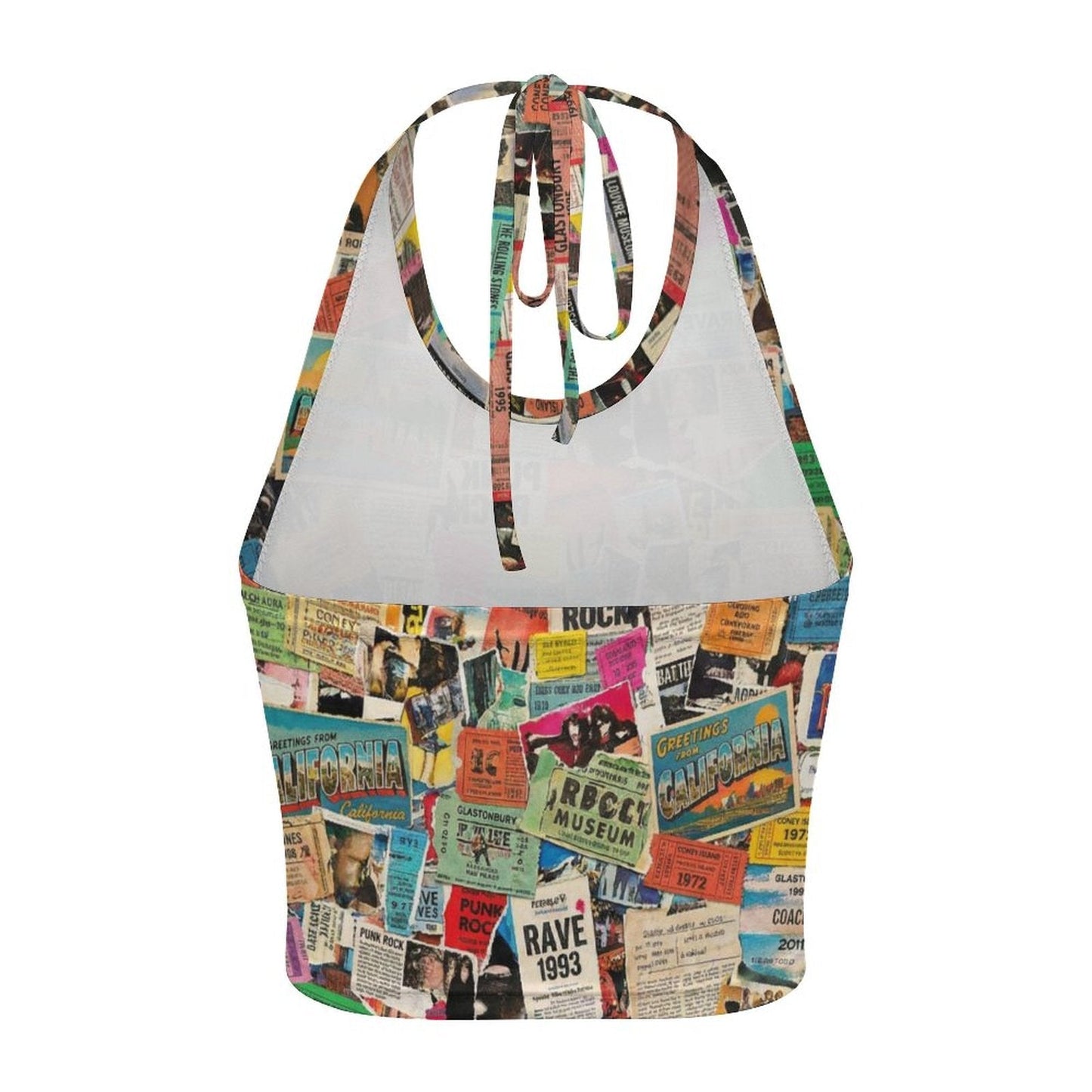 Maximalist AOP Women's Halter Tie Vest | 180gsm Milk-Silk Adjustable Crop Top — Bold Print Festival, Beach & Rooftop Statement Top (S–3XL)