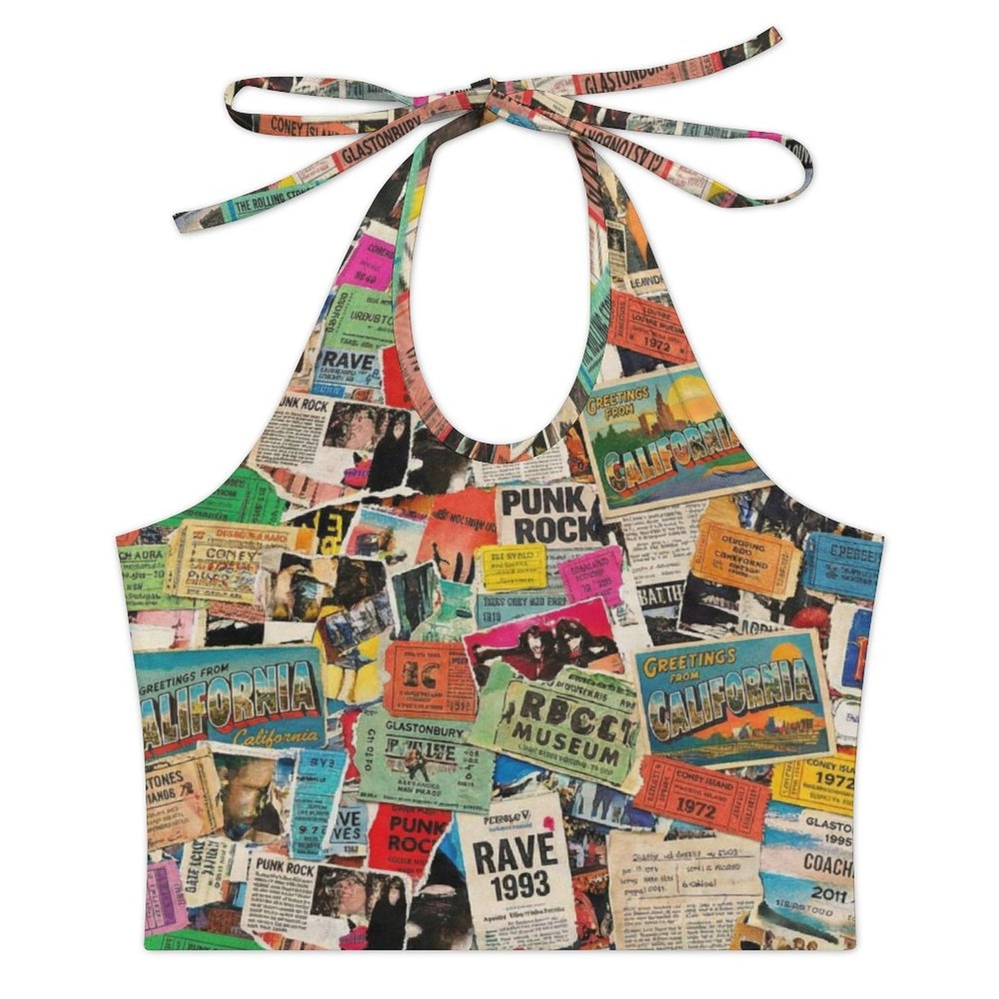 Maximalist AOP Women's Halter Tie Vest | 180gsm Milk-Silk Adjustable Crop Top — Bold Print Festival, Beach & Rooftop Statement Top (S–3XL)