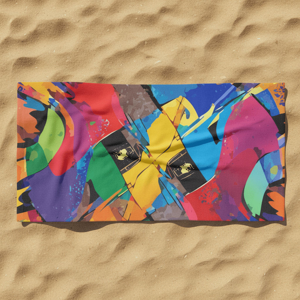 Maximalist Beach Towel for Art-Forward Summer Dressers — Abstract Paint Splash AOP Microfiber, Festival Pool Gear, Bold Summer Accessory