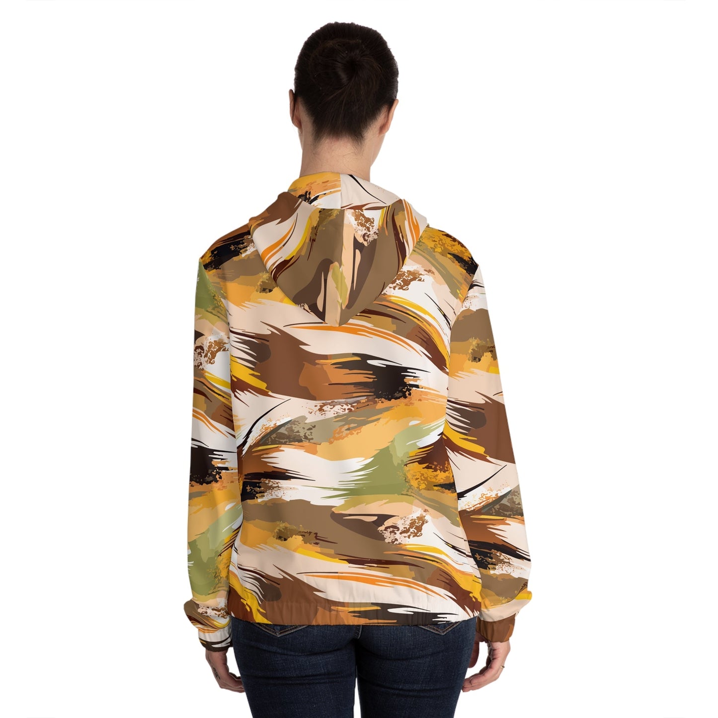 Maximalist Fall Zip Hoodie for Aesthetic Dressers — Abstract Autumn Brushstroke AOP, Earthy Statement Outerwear, Cozy Art-Forward Streetwear