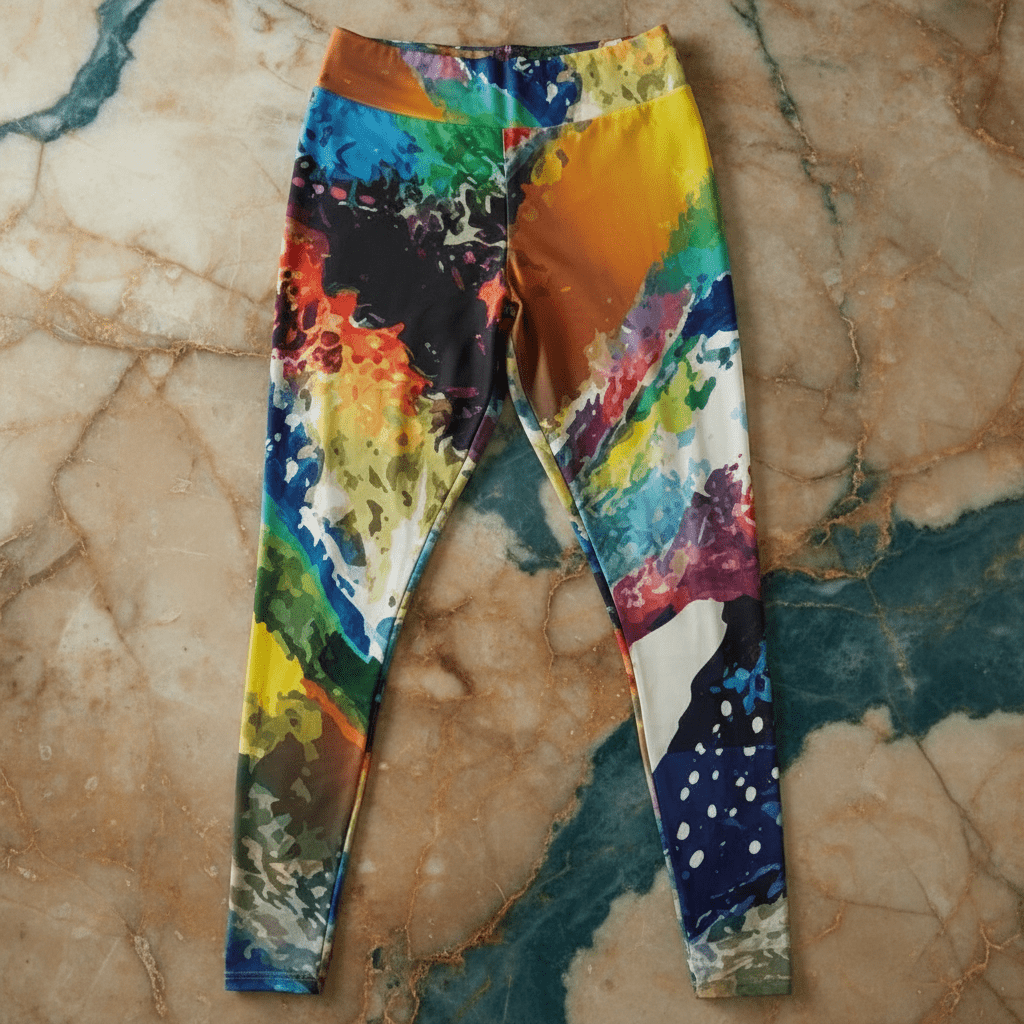 Maximalist Paint Splash Leggings for Plus Size Self-Expressers — Abstract Expressionist AOP Tights, Festival Yoga Wear, Inclusive Bold Activewear