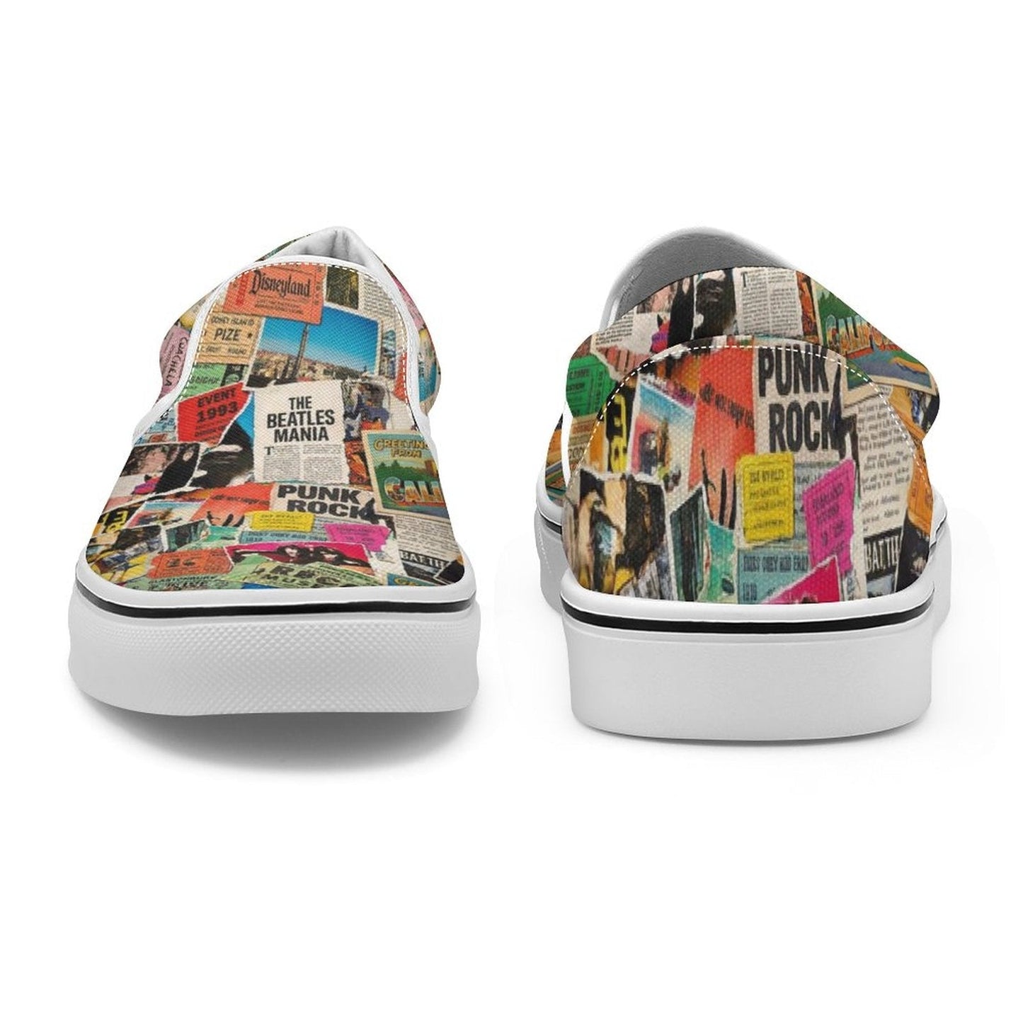 Maximalist Slip-On Shoes for Art-First Dressers — Multipass AOP Canvas Sneakers, Wearable Art Footwear, Unisex Statement Shoes, Streetwear Slip-Ons