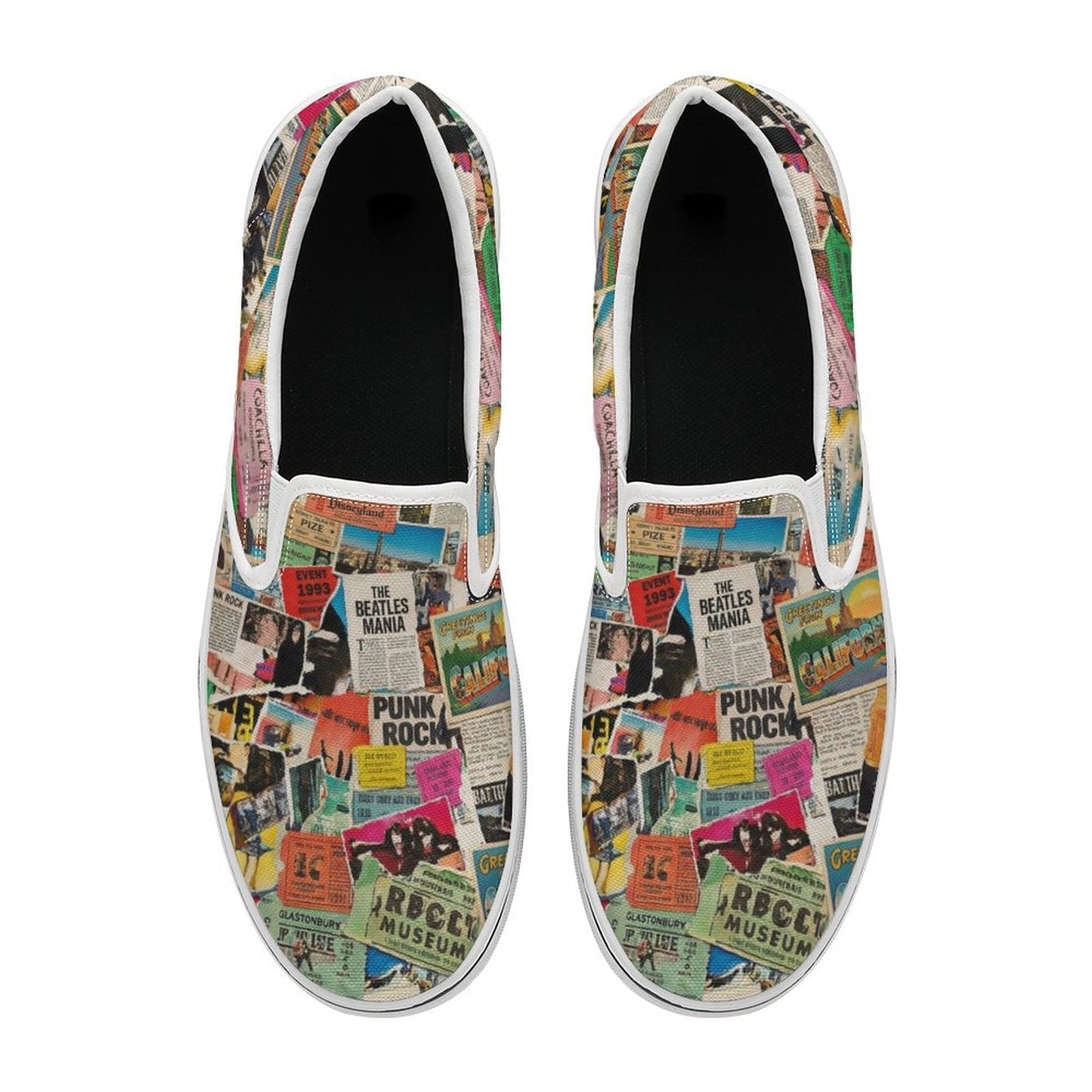Maximalist Slip-On Shoes for Art-First Dressers — Multipass AOP Canvas Sneakers, Wearable Art Footwear, Unisex Statement Shoes, Streetwear Slip-Ons