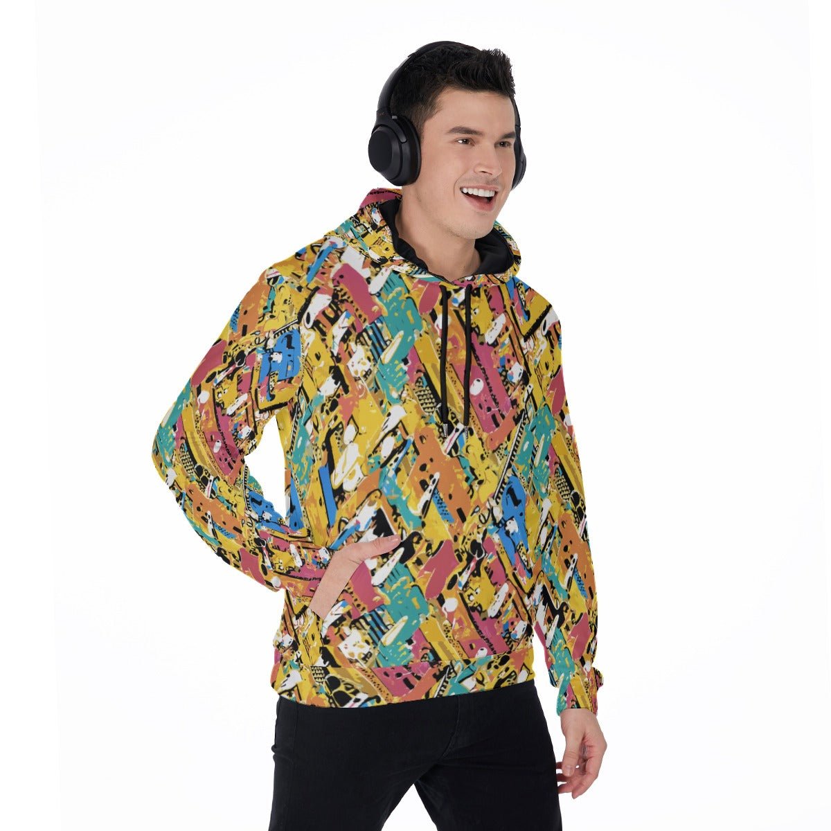 Maximalist Zip-Up Hoodie for Nostalgia-Core Dressers — Toybox Entropy AOP Micro Fleece, Festival Streetwear, Geometric Print Statement