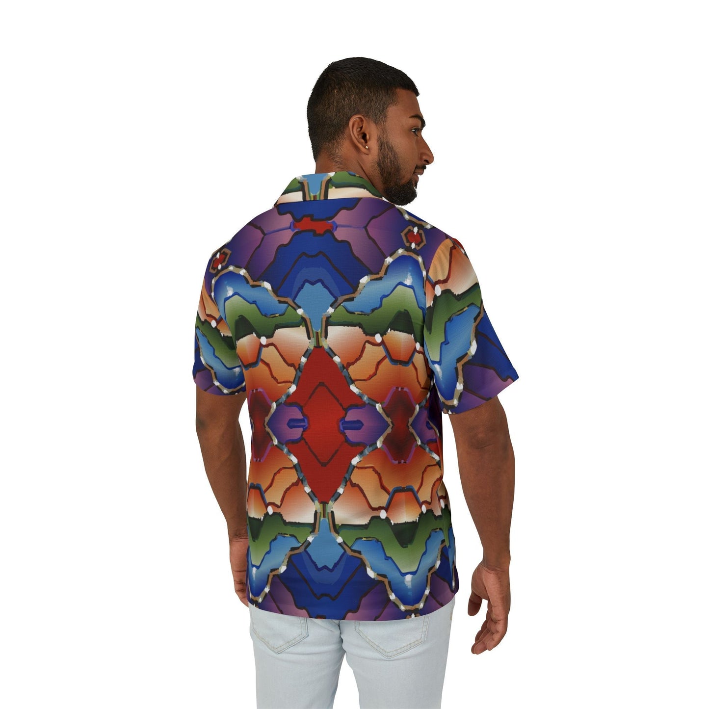 Men's AOP Hawaiian Camp Shirt for Bold Summer Maximalists — All-Over Print Streetwear Button-Up, Festival Resort Statement Top, Assembled in USA