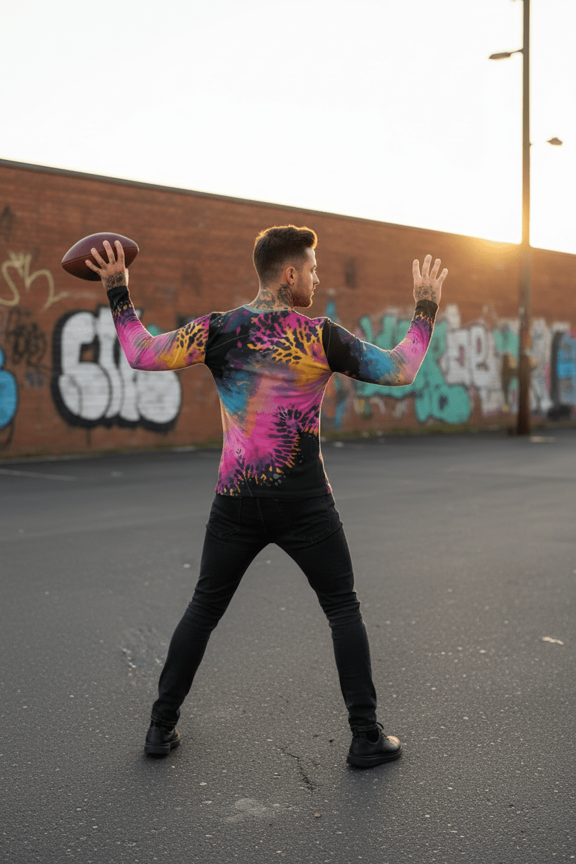 Men's Henley Shirt – Pink Black Liquid Grunge Art Long Sleeve Streetwear