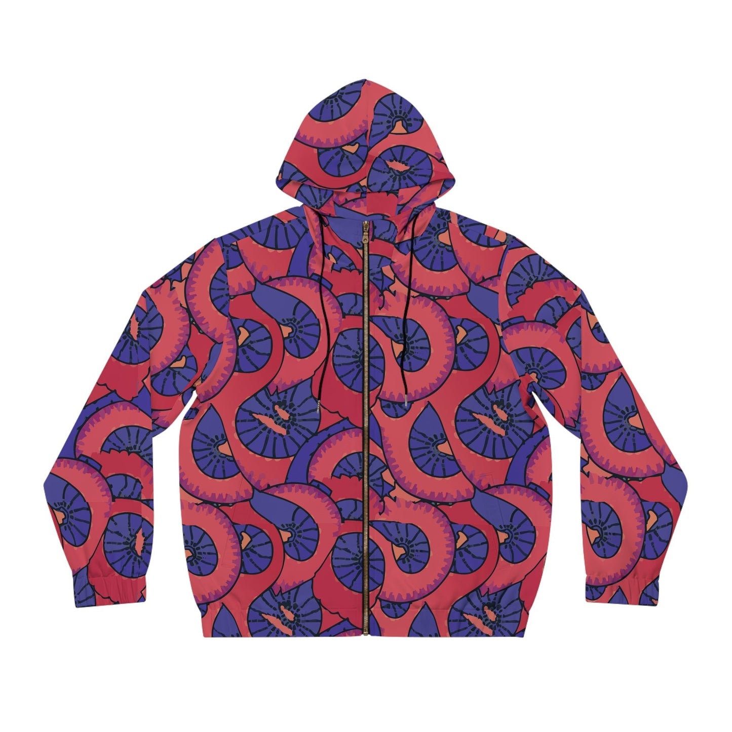 Men's Psychedelic Festival Hoodie — Bold Spiral All-Over Print Full-Zip Rave Jacket | Trippy Streetwear