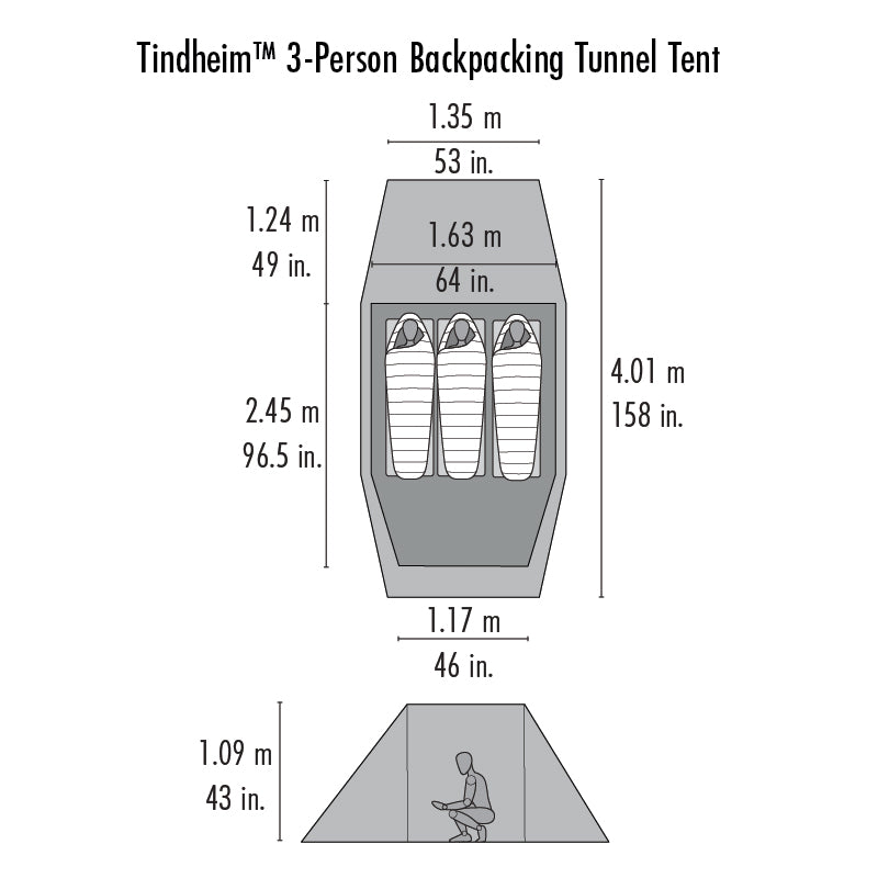 Tindheim™ 3-Person Backpacking Tunnel Tent