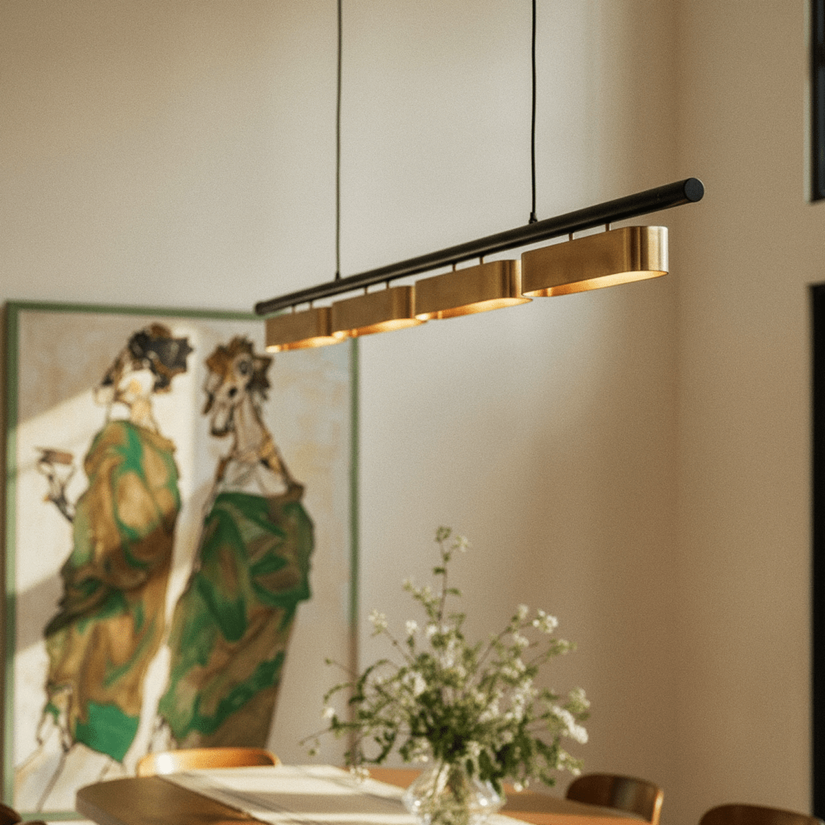 Modern Stainless Steel Linear Chandelier With Multi Head Design