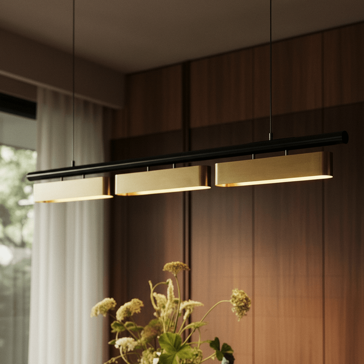 Modern Stainless Steel Linear Chandelier With Multi Head Design