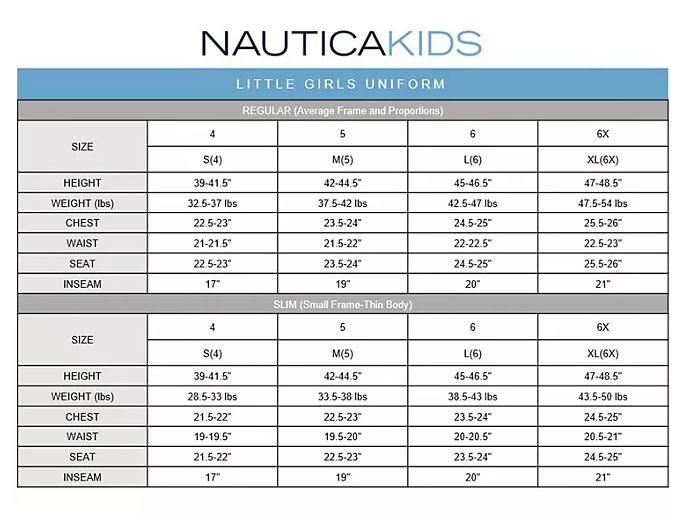 Nautica Girls Uniform Flat Front Pockets Stretch Pant