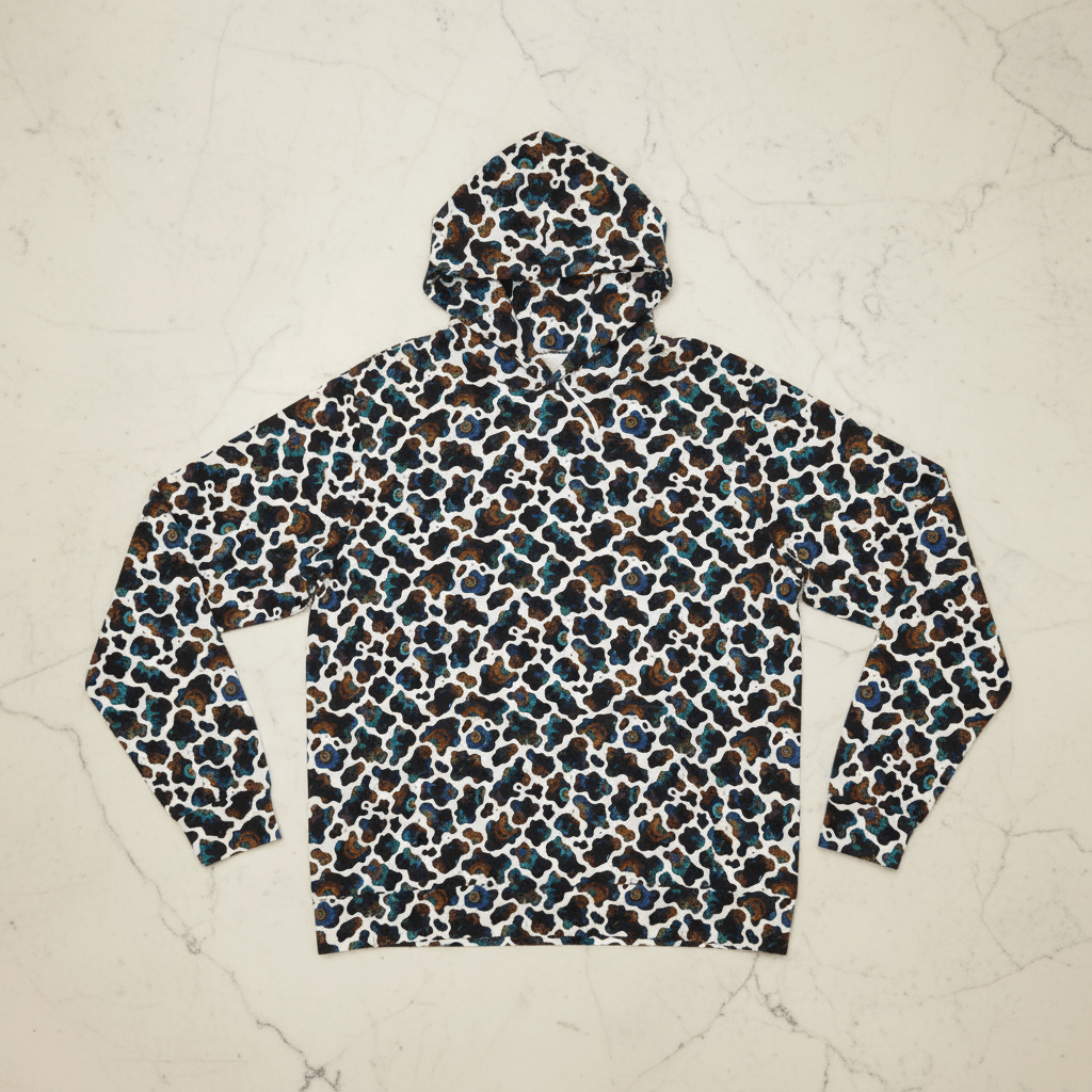 Neon Biomorphic Cow Print AOP Hoodie for Psychedelic Fashion Collectors — Bold Unisex Fractal Cosmic Pattern Pullover
