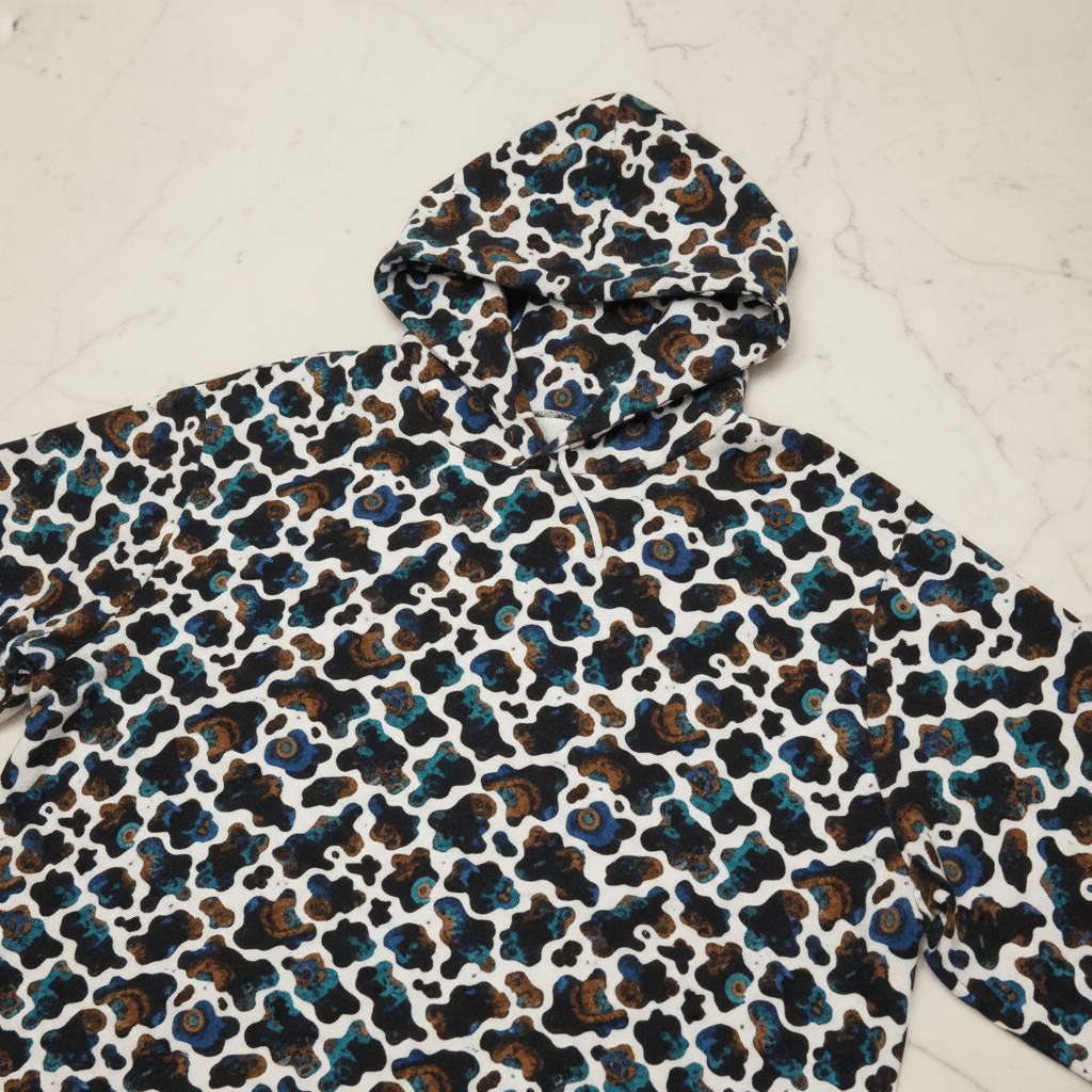 Neon Biomorphic Cow Print AOP Hoodie for Psychedelic Fashion Collectors — Bold Unisex Fractal Cosmic Pattern Pullover