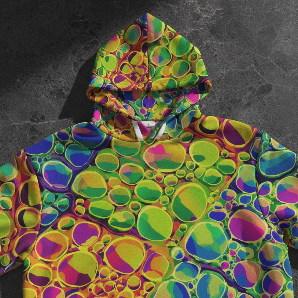 Neon Cellular Activity AOP Hoodie – Digital Acrylic Pour Streetwear