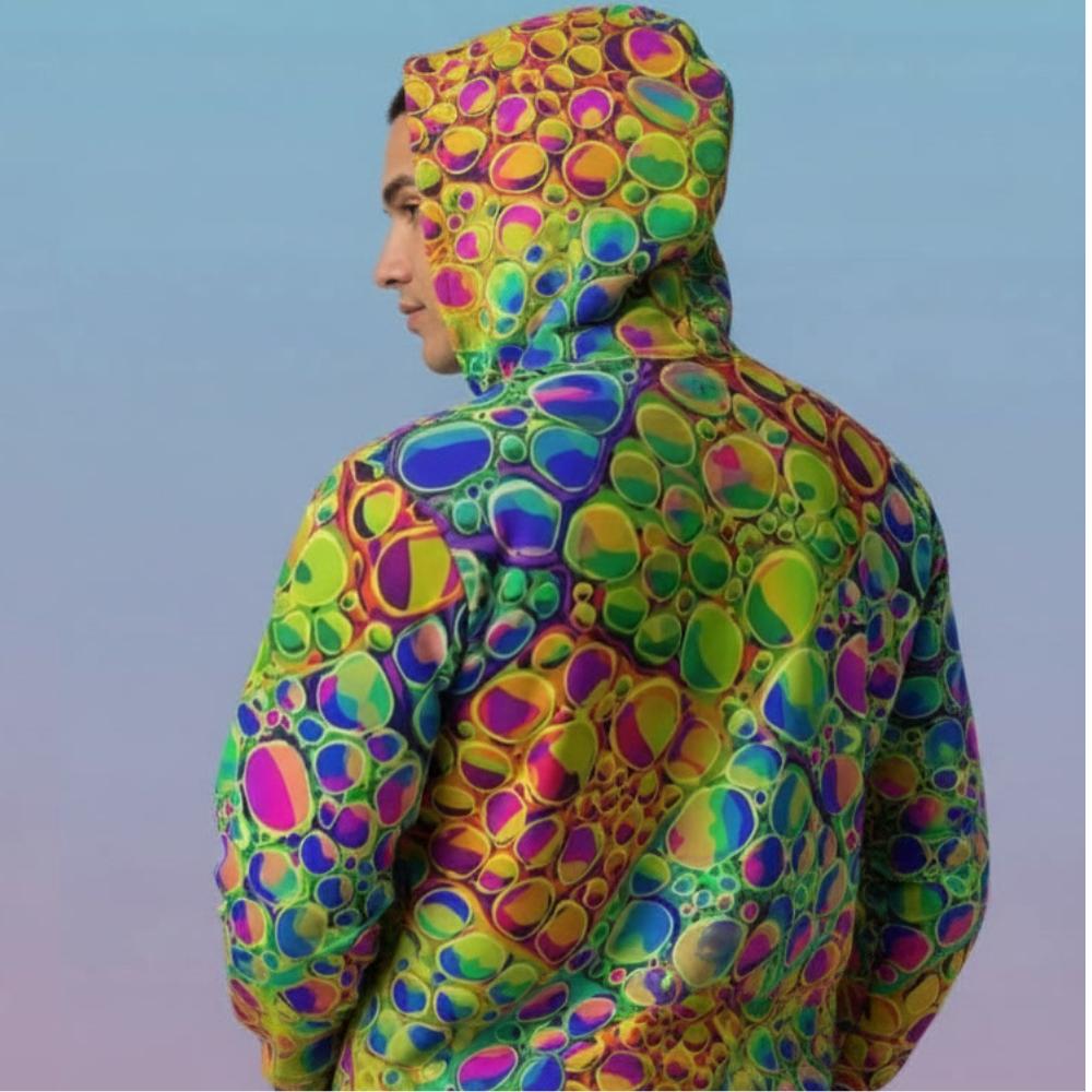 Neon Cellular Activity AOP Hoodie – Digital Acrylic Pour Streetwear