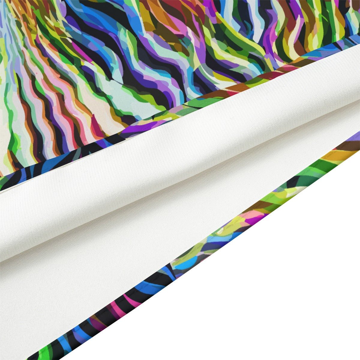 Neon Frequency Silk Bandana — Wavy Glitch Zebra Line AOP Square Scarf, Rave-Ready Accessory