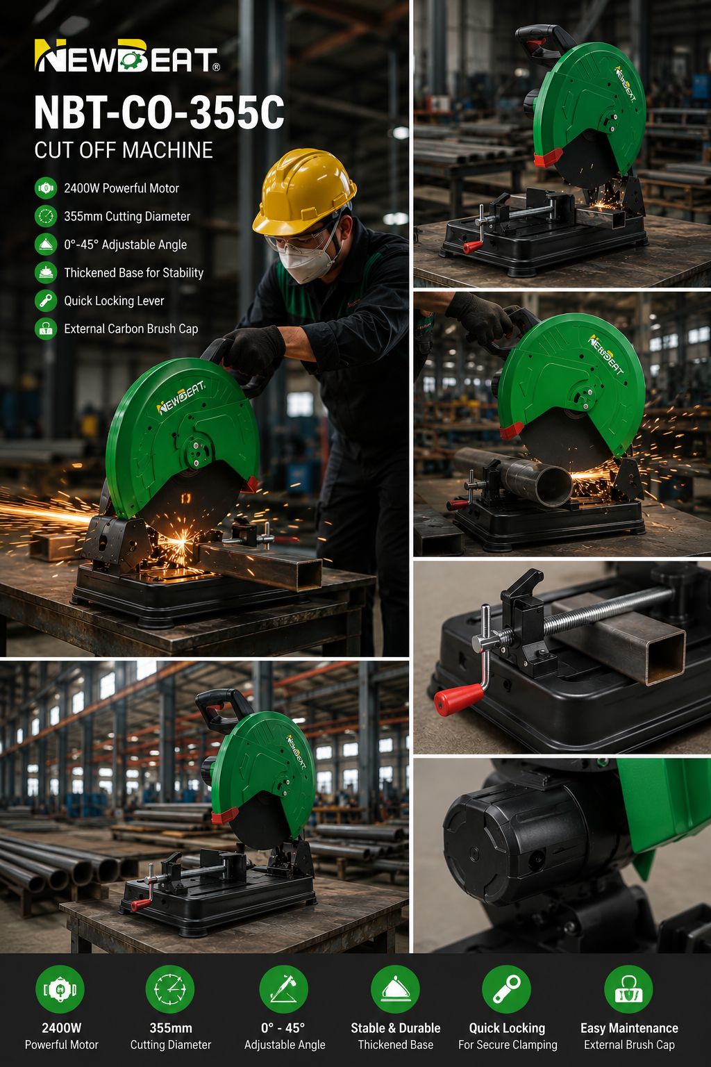 Newbeat 14" Cut Off Machine 355mm 2400W | Model: NBT-CO-355C