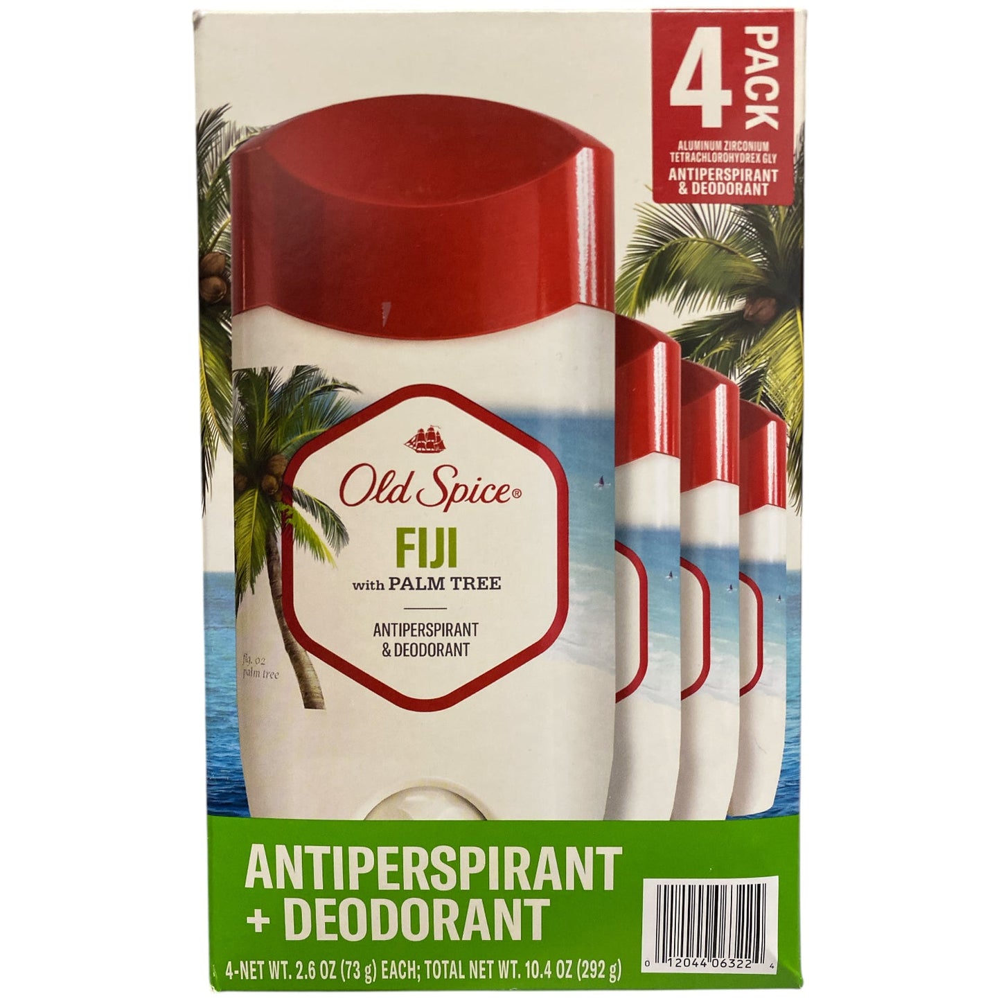 Old Spice Fiji with Palm Tree, Antiperspirant & Deodorant, 2.6 oz, 4pk