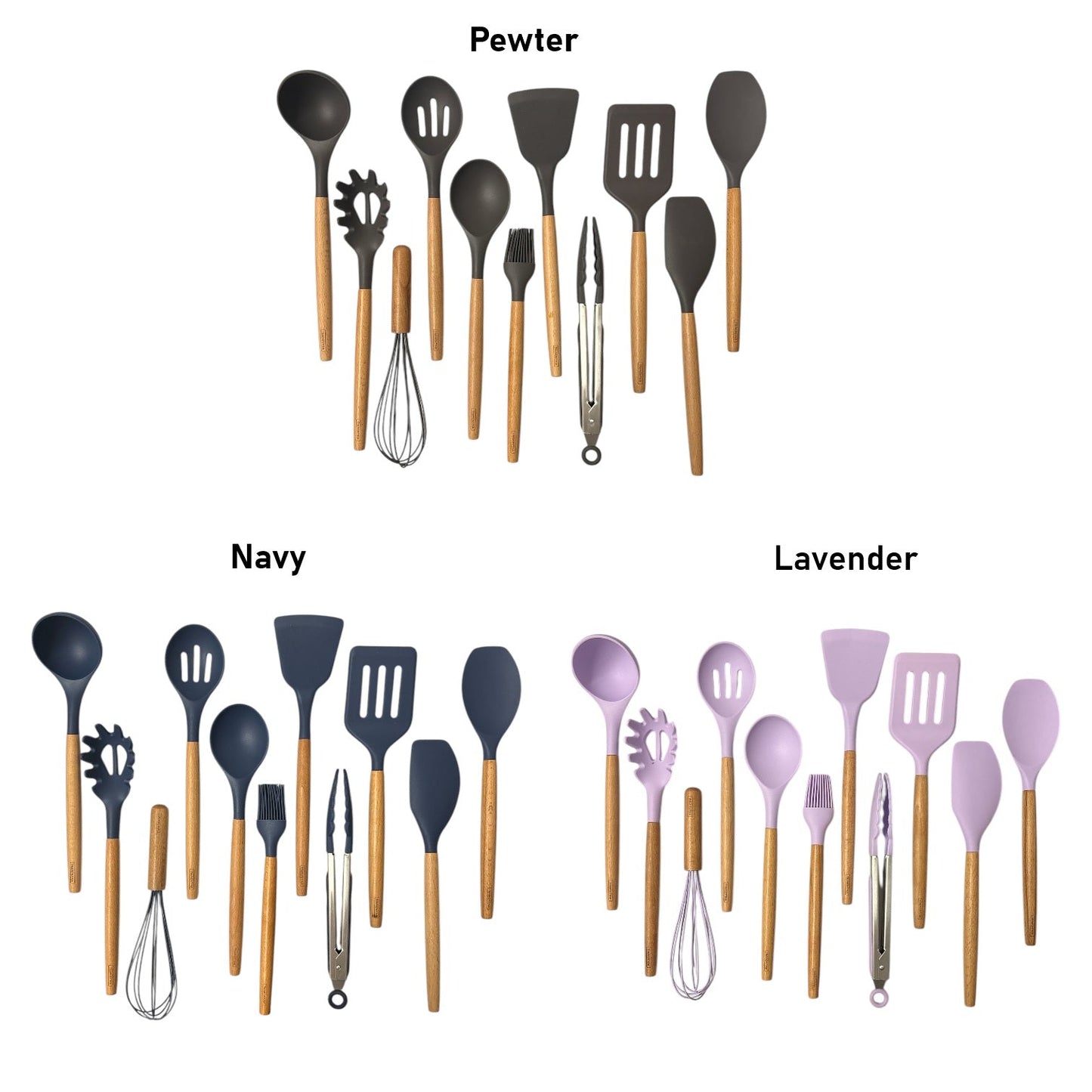 Tramontina 11 Piece Silicone Cooking Utensil Set with Wooden Handles