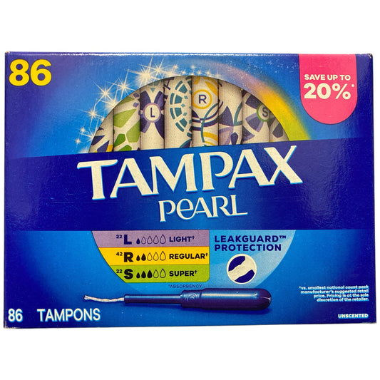 Tampax Pearl Super Absorbency Leakguard Protection, 86 Ct