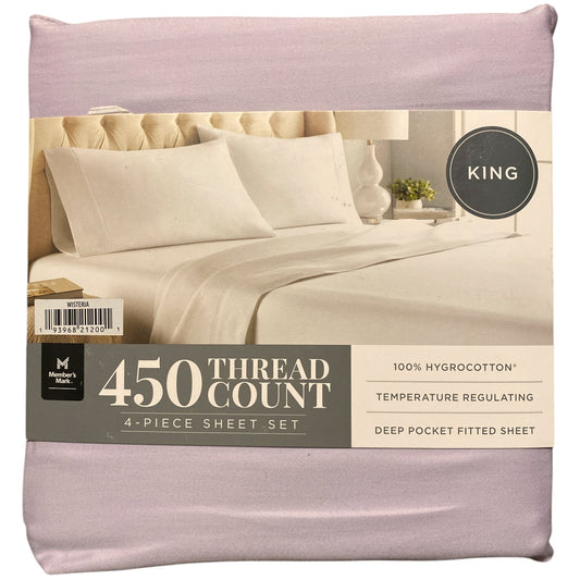 Member's Mark 450 Thread Count Solid 4 Piece Sheet Set, Wisteria, King
