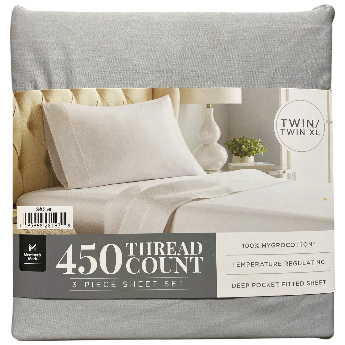 Member's Mark 450 Thread Count Solid Sheet Set, 3-Piece, Twin/Twin XL