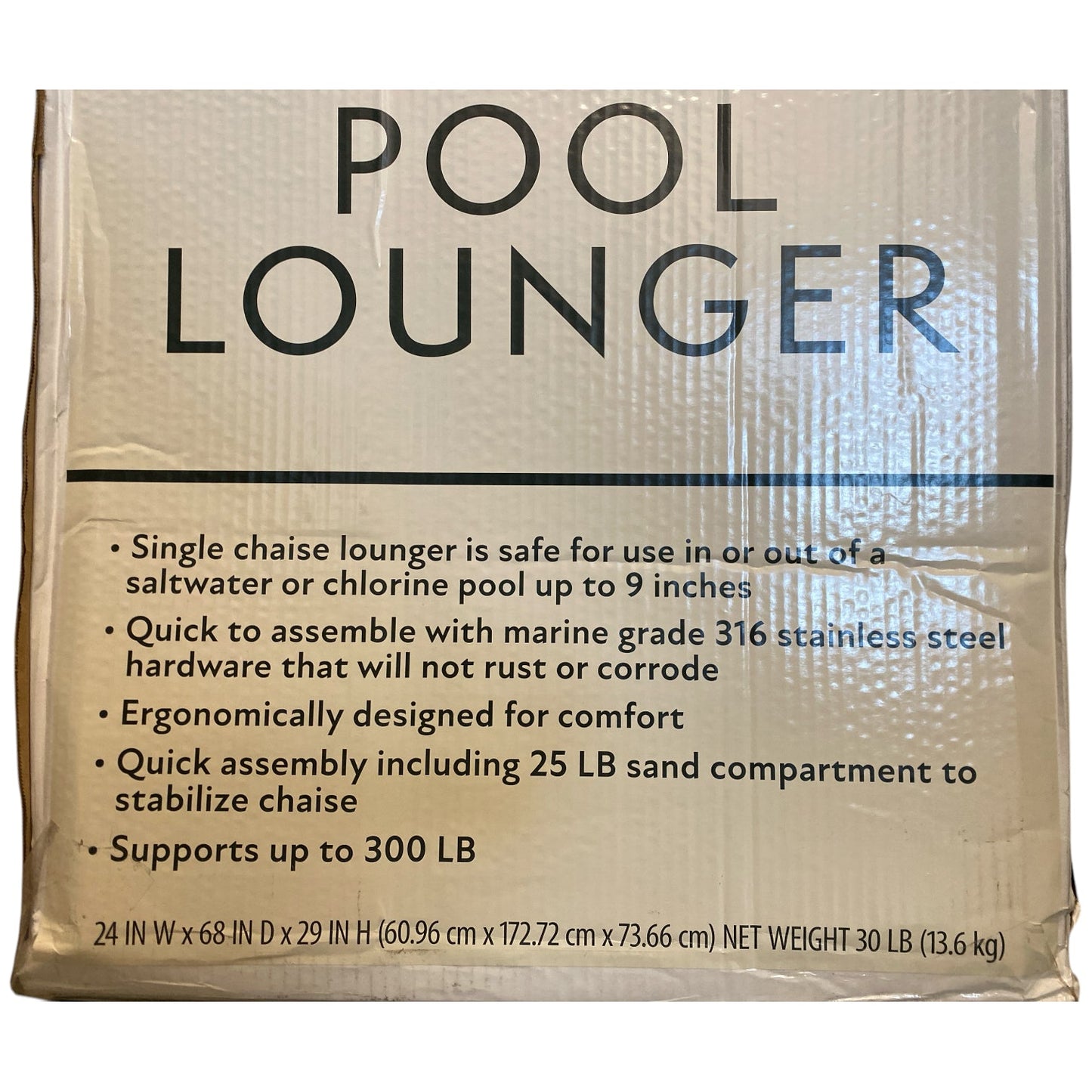 Member's Mark Shallow Water Resin Pool Lounger, White