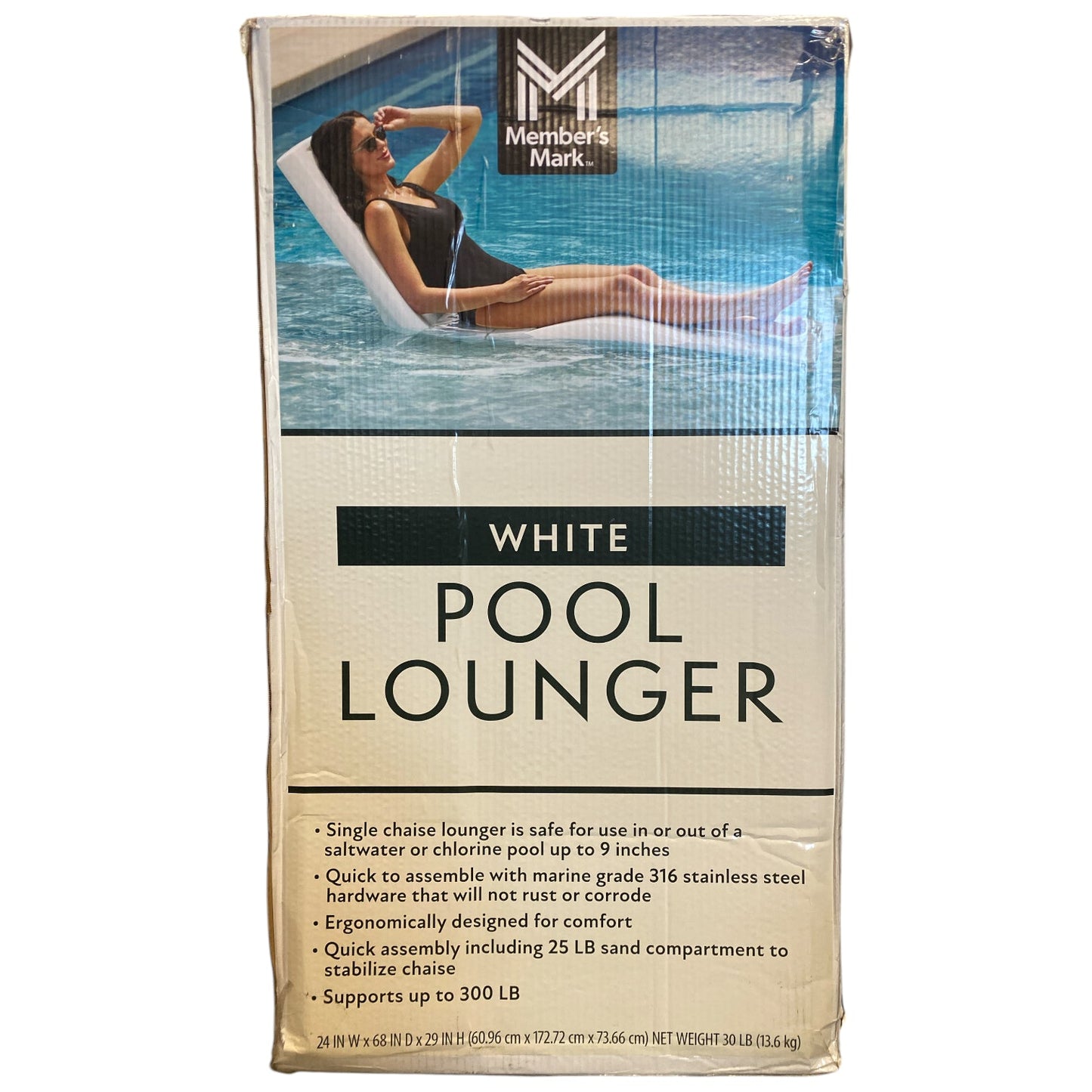 Member's Mark Shallow Water Resin Pool Lounger, White