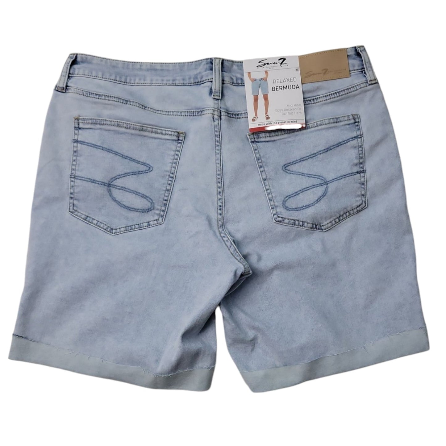 Seven7 Women's Bermuda Mid Rise Stretch Denim Short