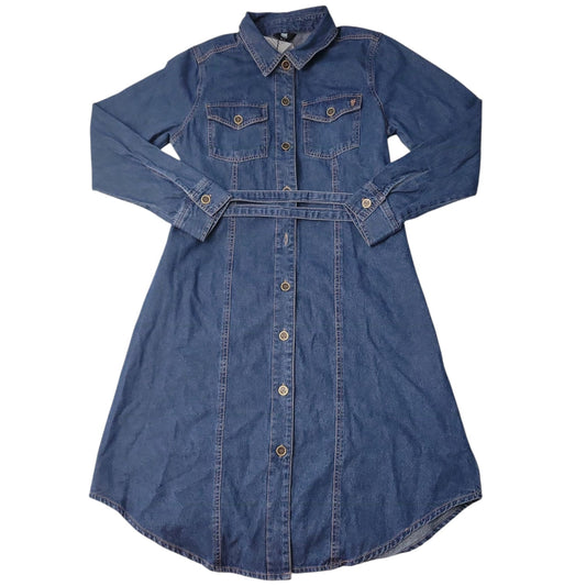 Frye Women's Denim Tie Belt Midi Button Front Dress