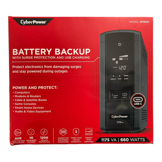 CyberPower 1175VA Battery Backup with Surge Protection, S175UC