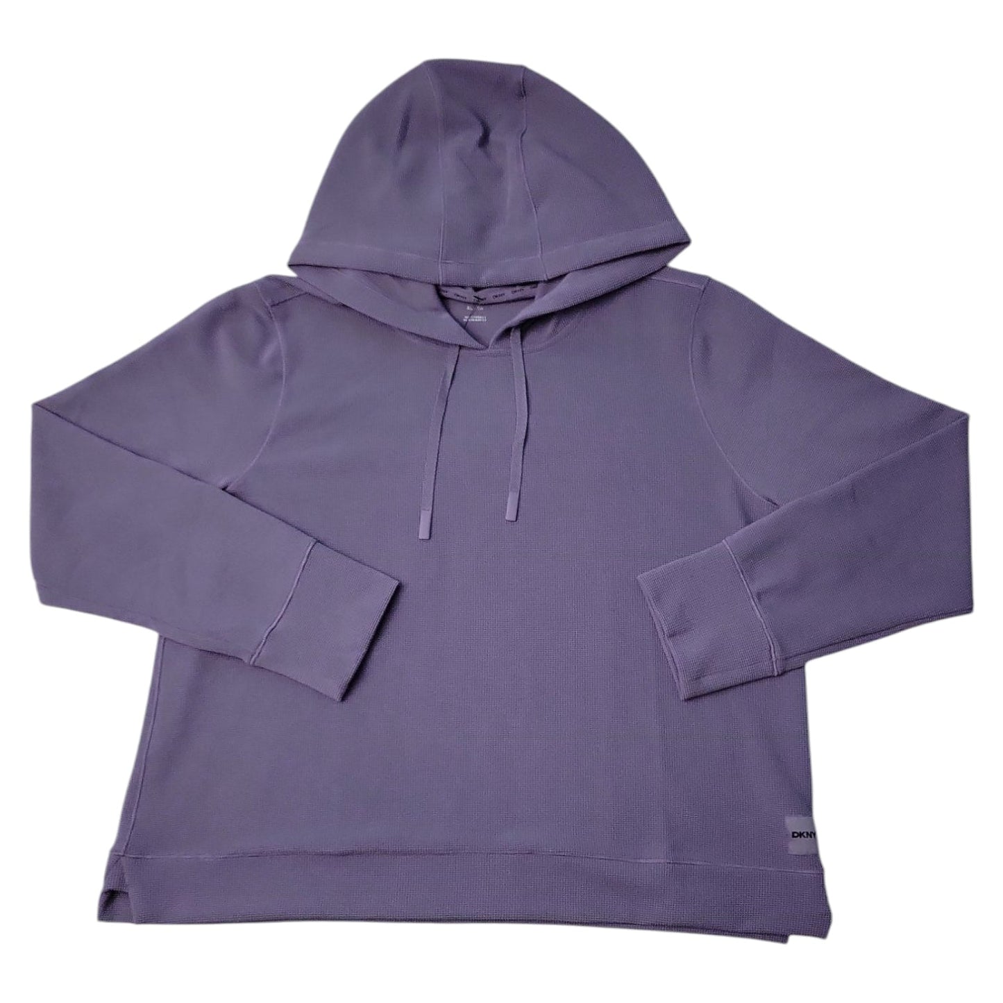 DKNY Women's Buttery Soft Waffle Crew Neck Pullover Hoodie