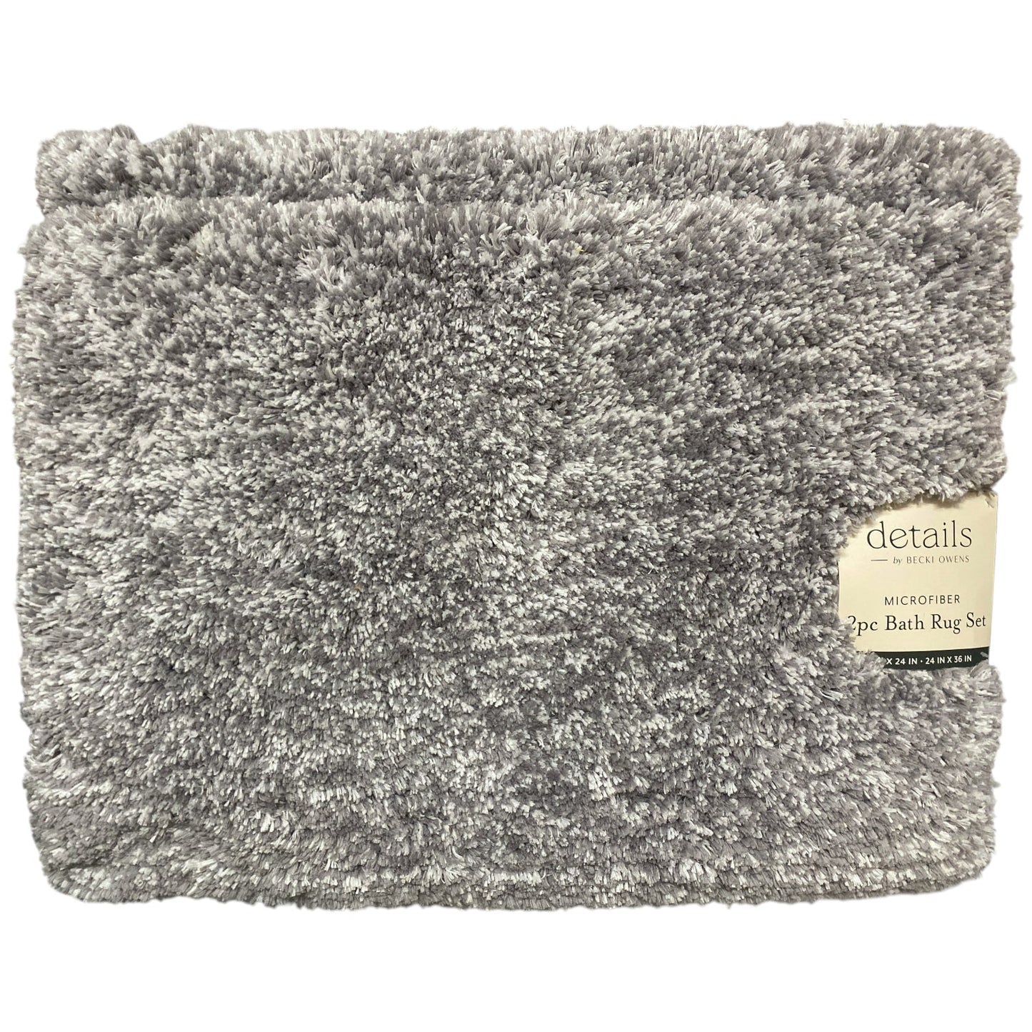 details by Becki Owens Heathered Microfiber Bath Rug Set, Non-Slip Backing, 2pc