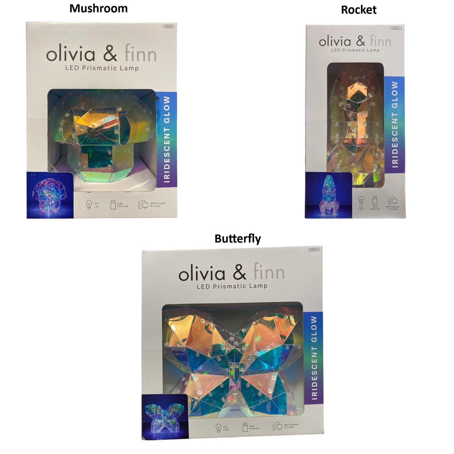 Olivia & Finn Kid's LED Prismatic Iridescent Glow Lamp
