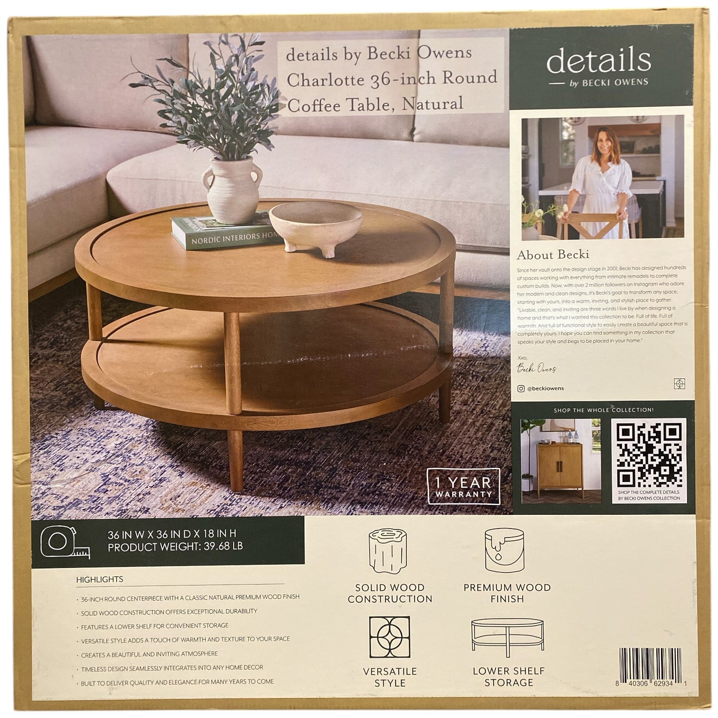 details by Becki Owens Charlotte Round Coffee Table, Natural